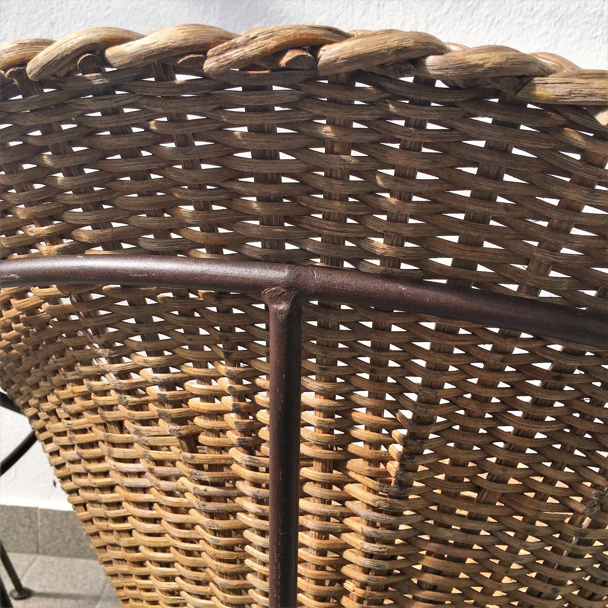 Pair of Sunflower Wicker Chairs, France, 1960´s, Mid Century For Sale 2