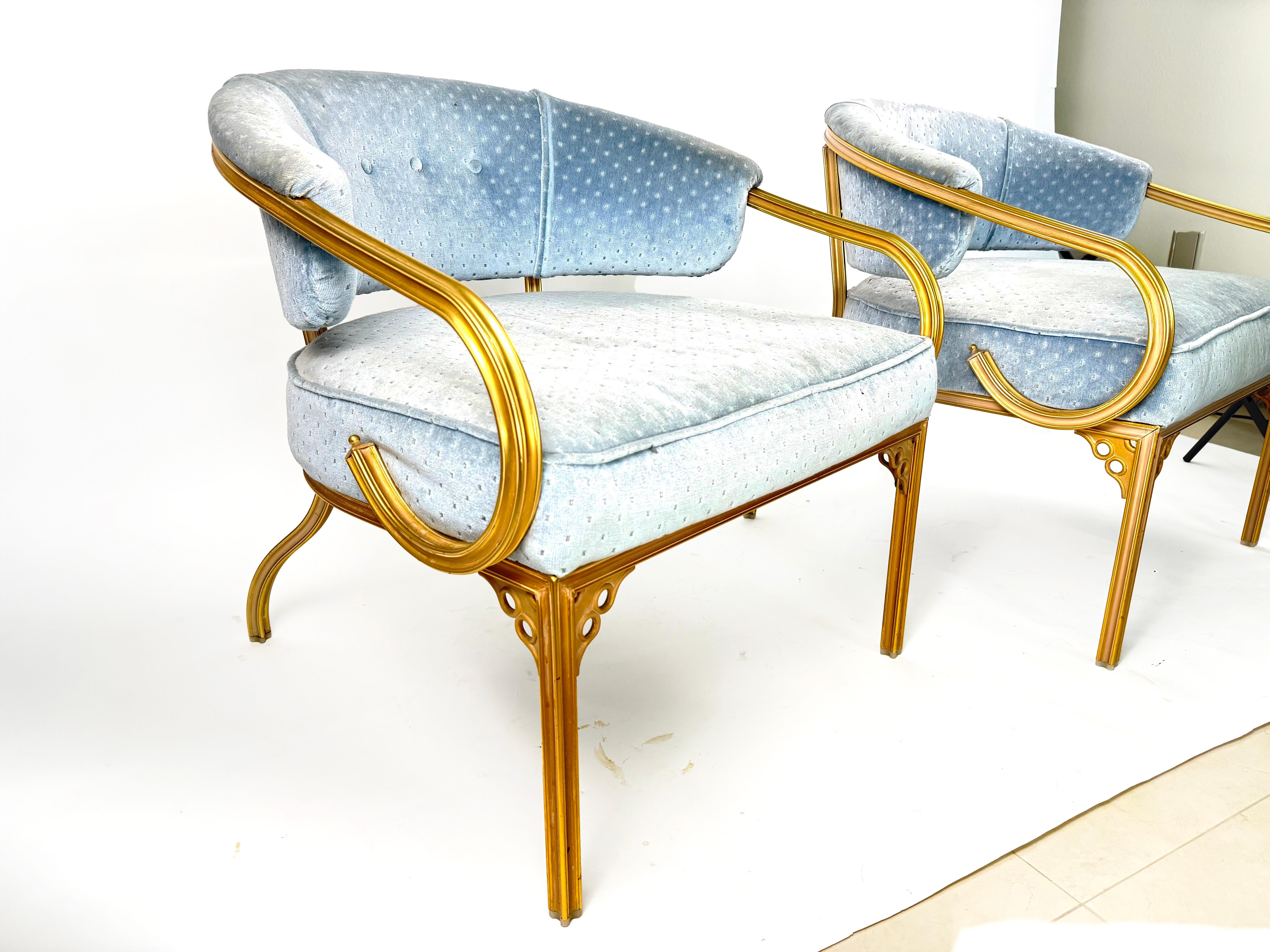 Hollywood Regency Pair of Super Chic Lounge Chairs by Robert Van Koert Cymbal Line For Sale