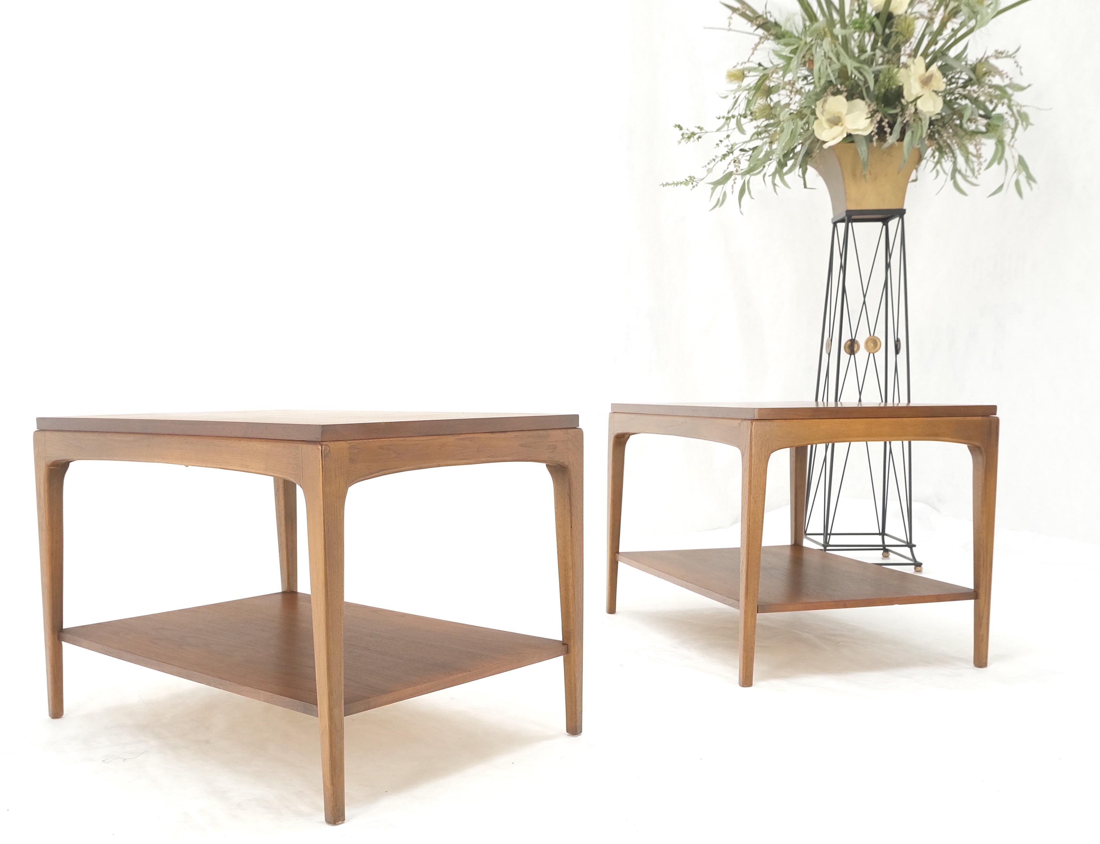 Pair of Super Clean Mid Century Modern Walnut Two Tier End Side Tables MINT! 6