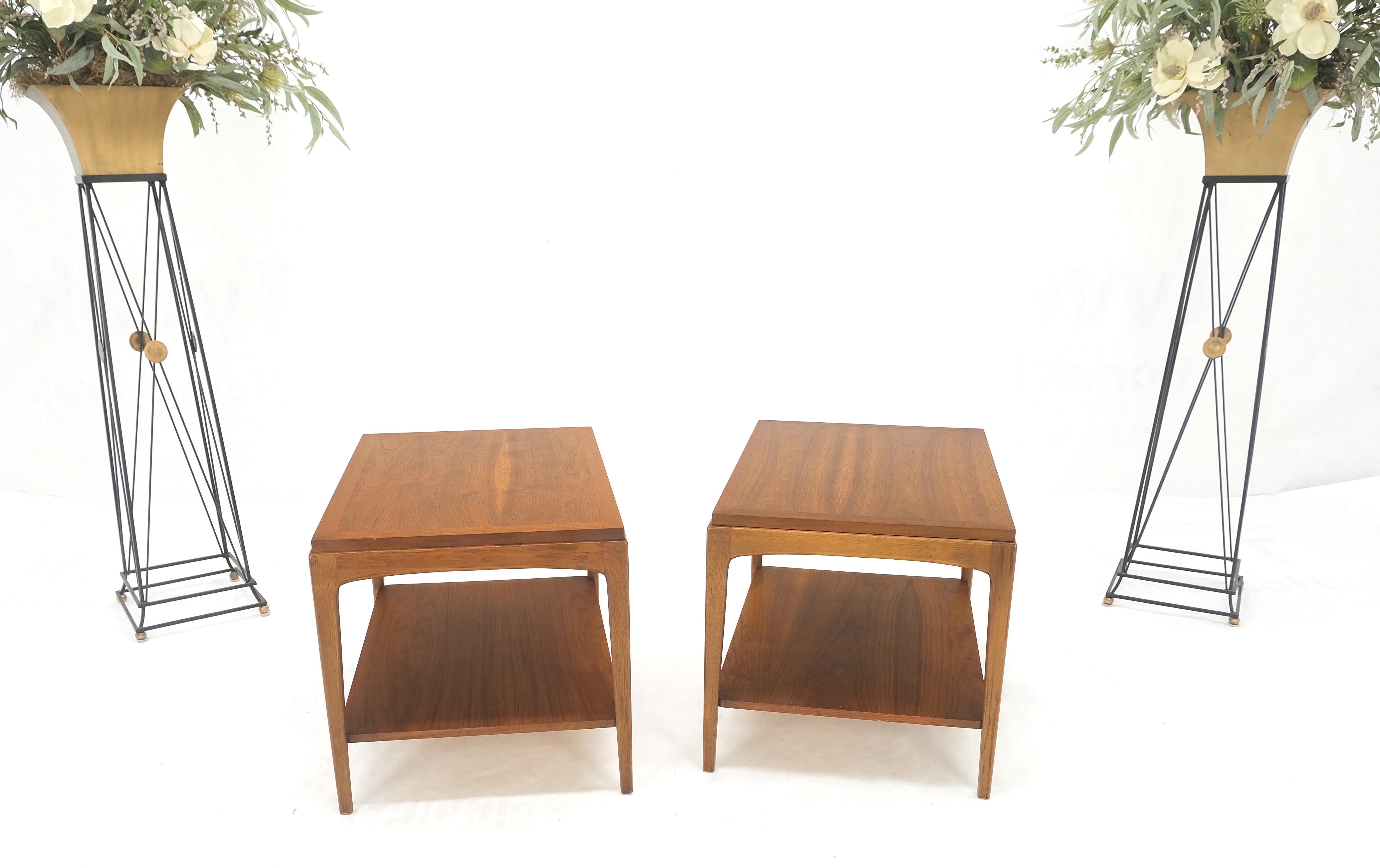 Mid-Century Modern Pair of Super Clean Mid Century Modern Walnut Two Tier End Side Tables MINT!
