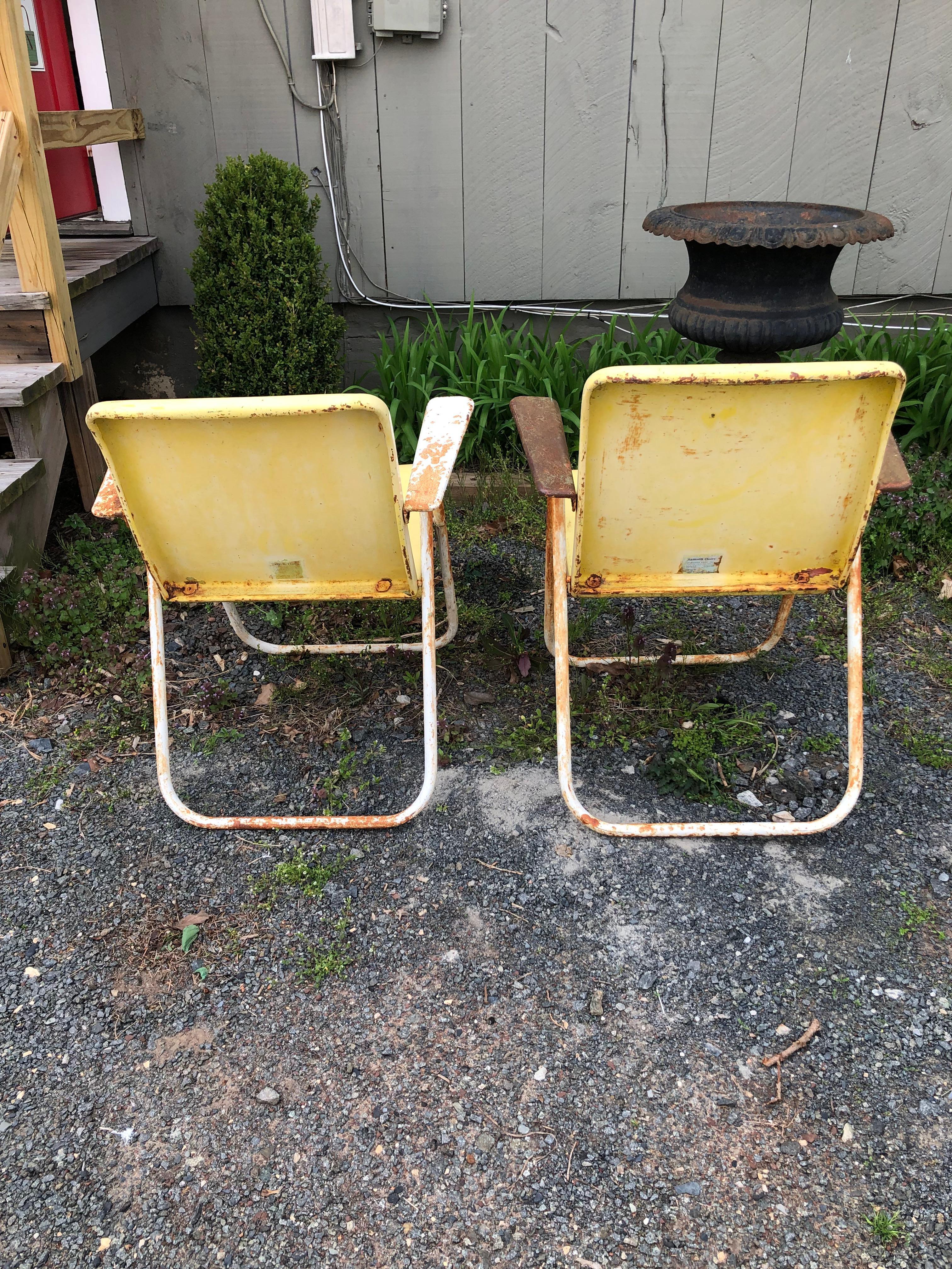 Pair of Super Cool Industrial Vintage Metal Folding Armchairs 5