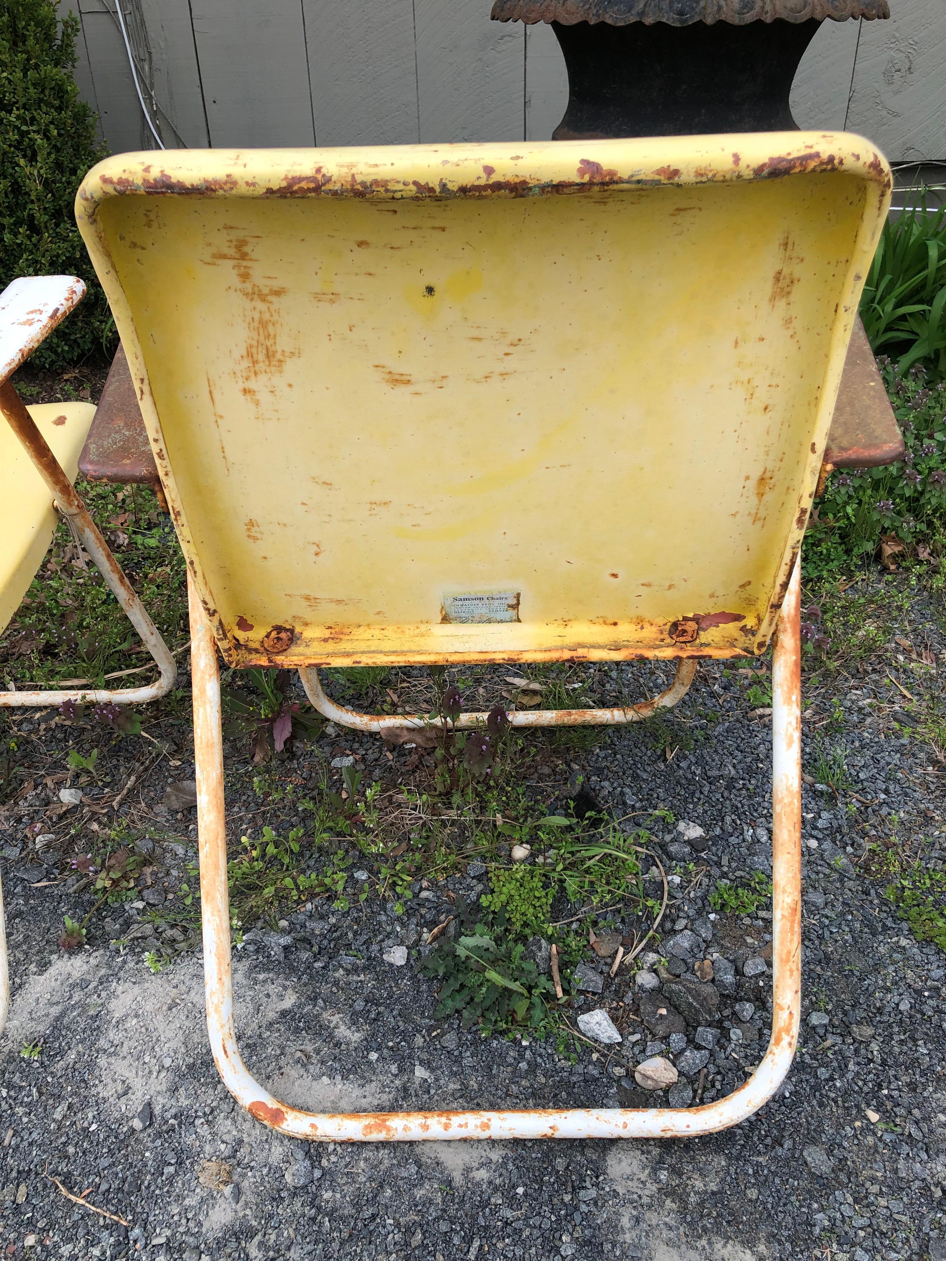Américain Paire de fauteuils pliants vintage industriels très frais en métal en vente
