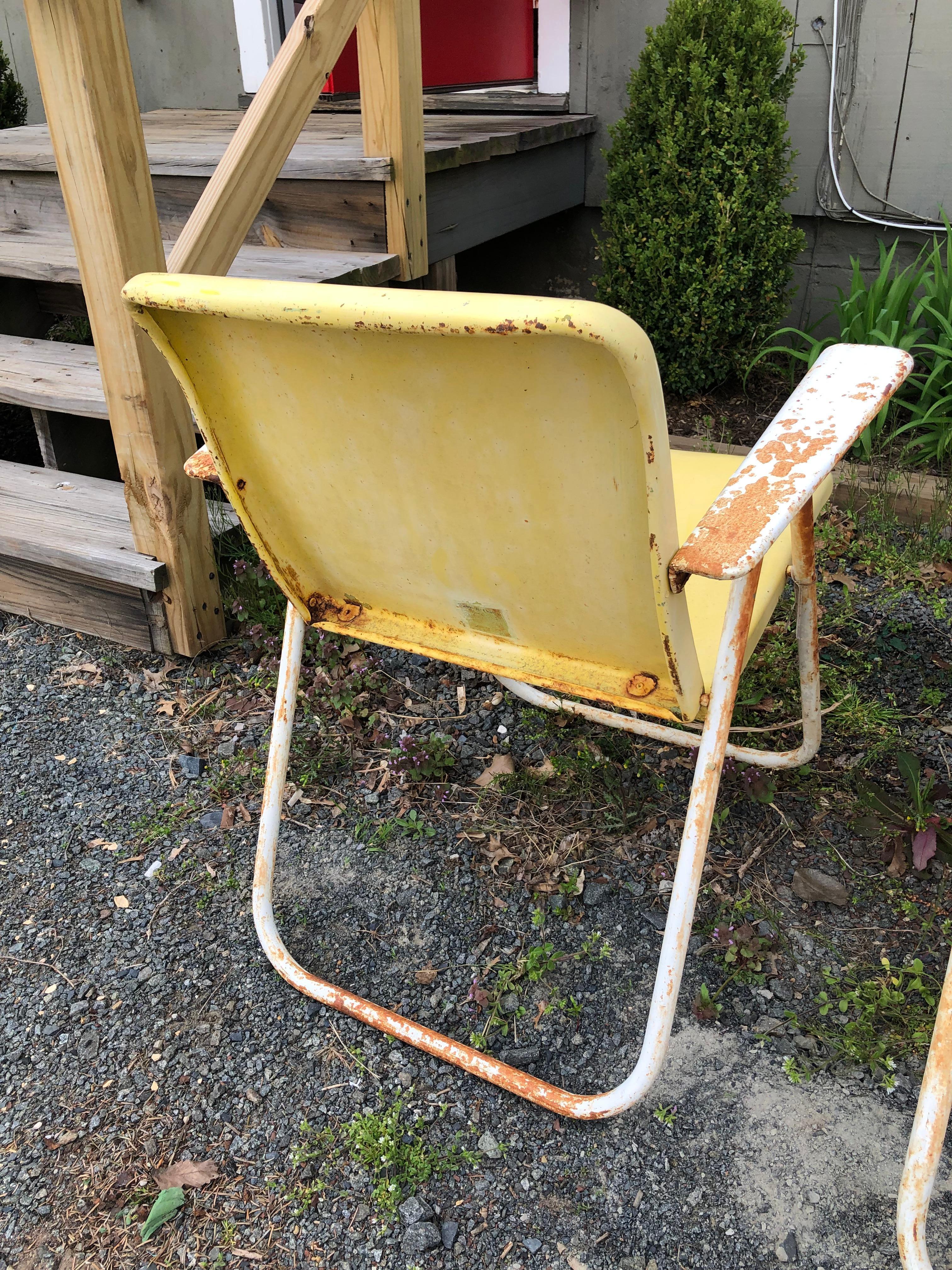 Pair of Super Cool Industrial Vintage Metal Folding Armchairs For Sale 4