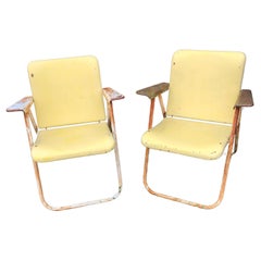 Pair of Super Cool Industrial Used Metal Folding Armchairs