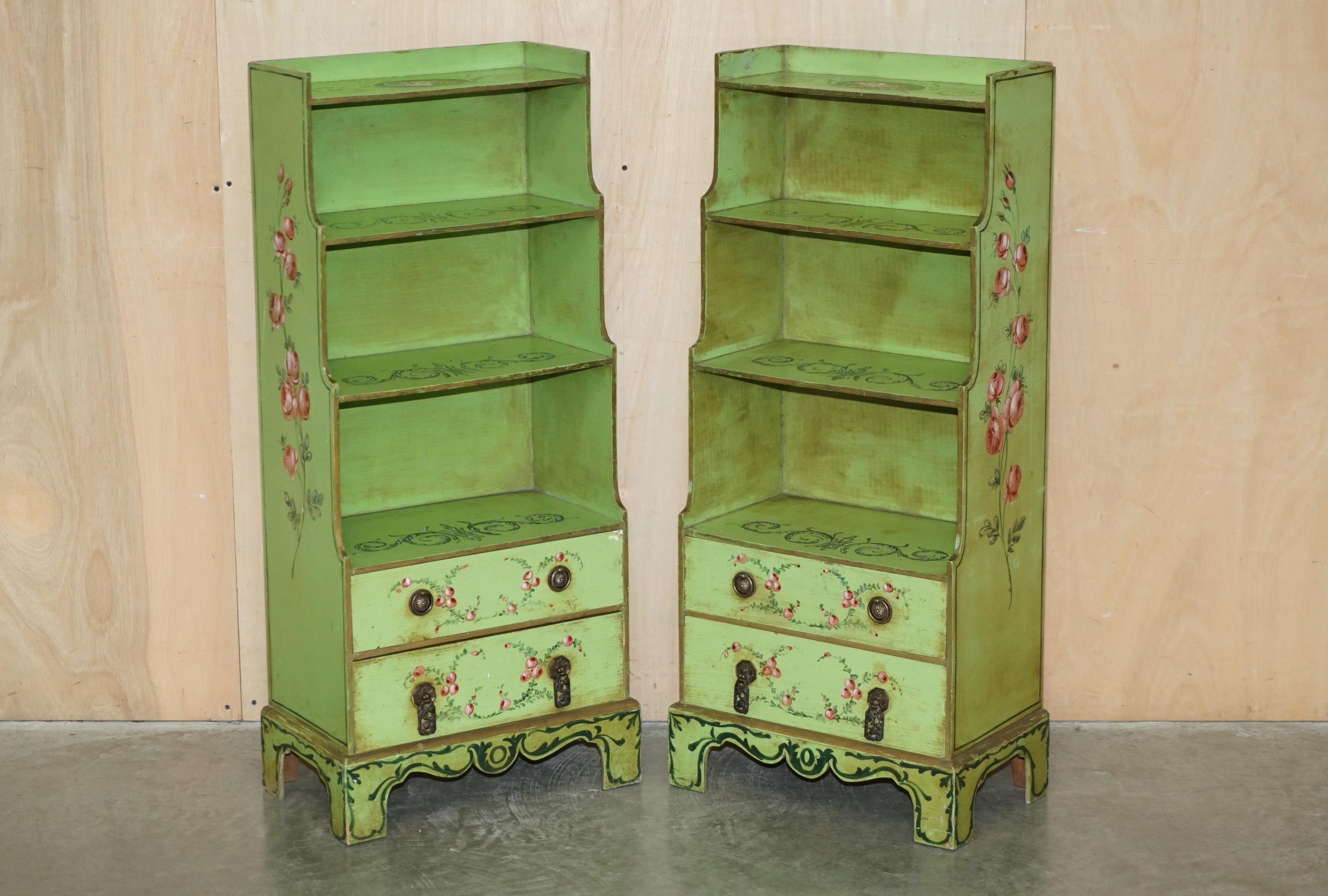 Royal House Antiques

Royal House Antiques is delighted to offer for sale this absolutely sublime pair of original Regency circa 1810-1820 Waterfall bookcases with drawers to the base and period, Sheraton Paint

Please note the delivery fee listed