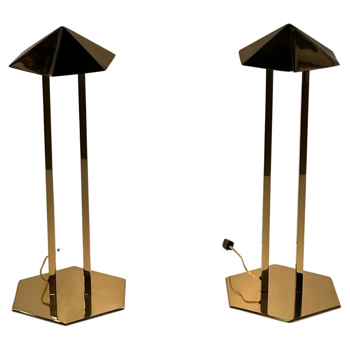 Pair of Super Stylish Brass Desk Lamps by Robert Sonneman for George Kovacs