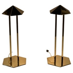 Pair of Super Stylish Brass Desk Lamps by Robert Sonneman for George Kovacs