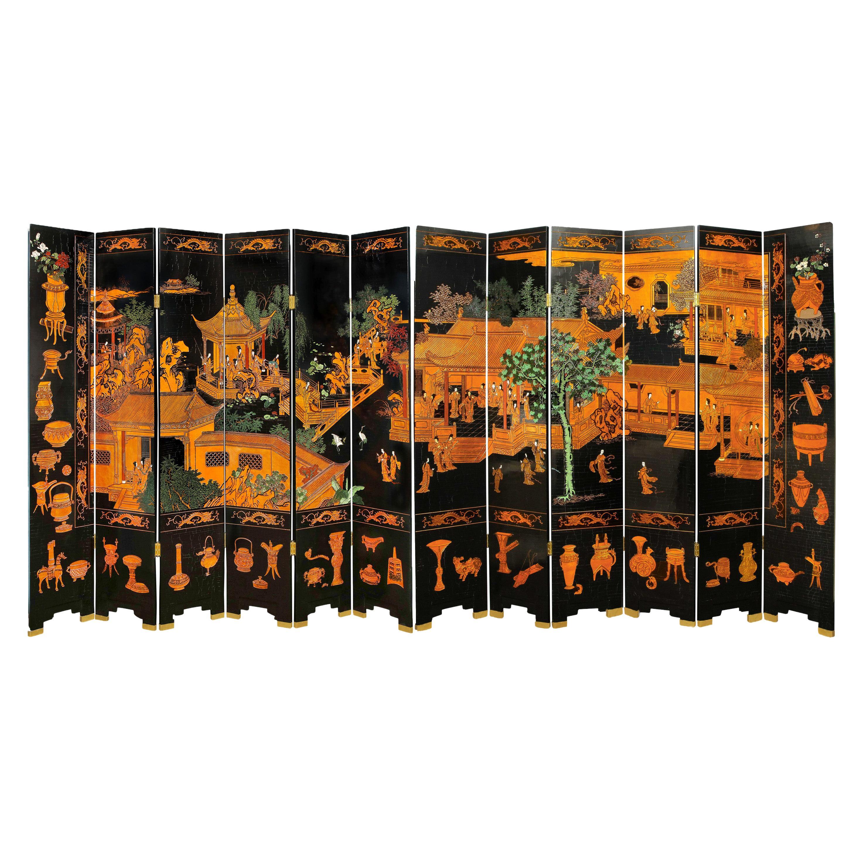 Pair of Superb 6 Panel Chinese Screens Sold through Karl Springer, 1980s