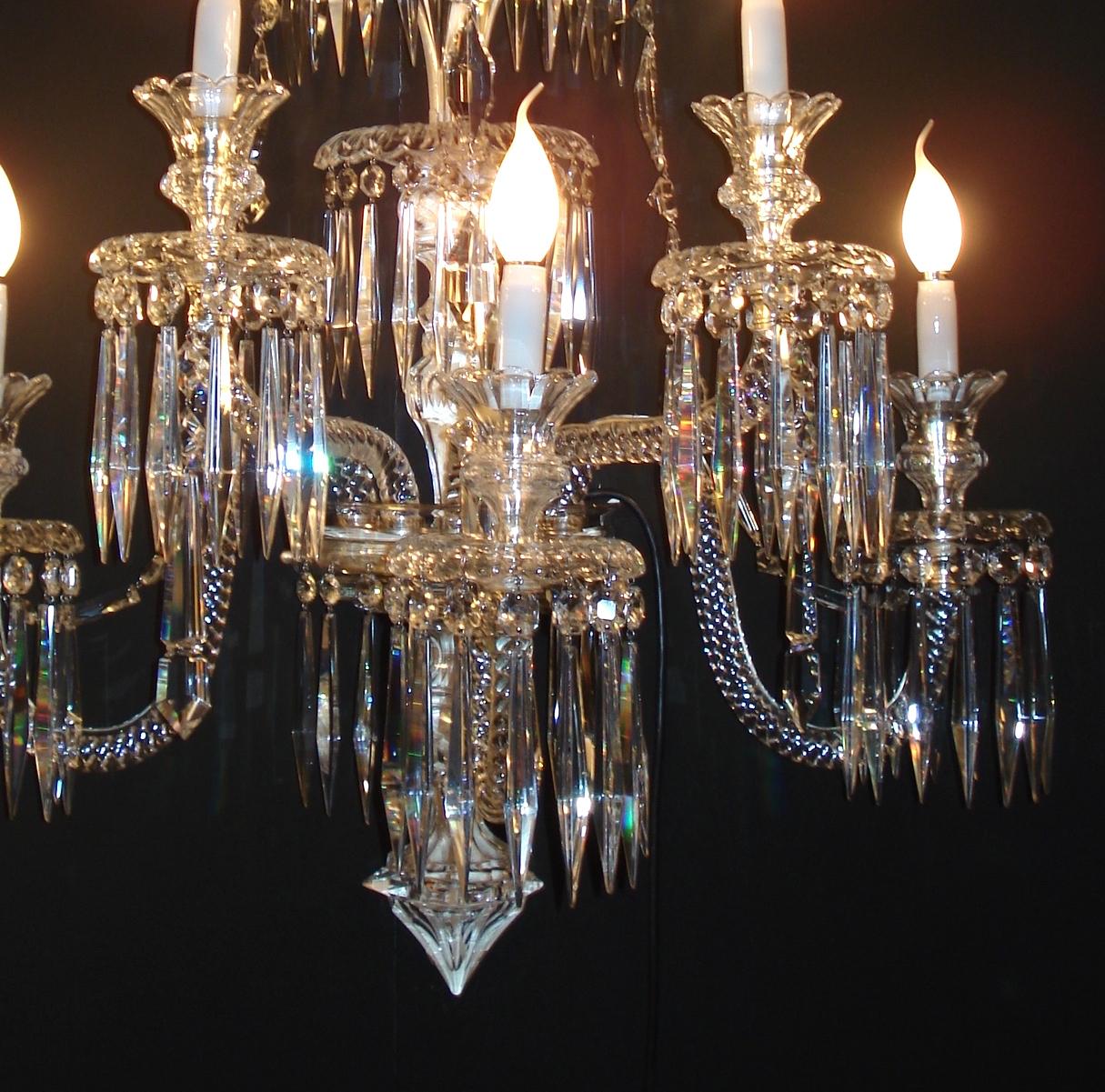 Pair of Superb French Baccarat Crystal Five-Light Sconces In Good Condition For Sale In Rome, IT