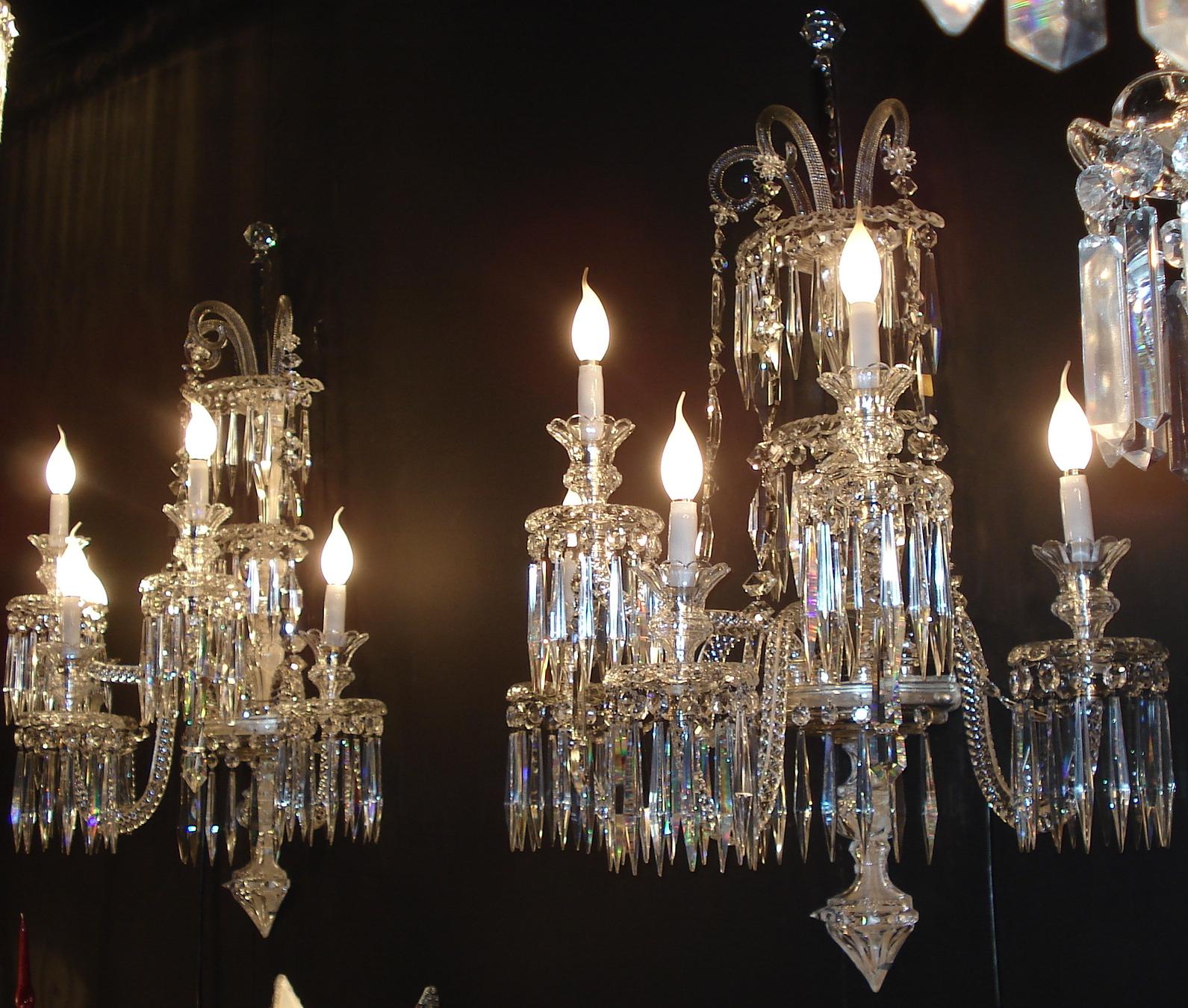 Pair of Superb French Baccarat Crystal Five-Light Sconces For Sale 1