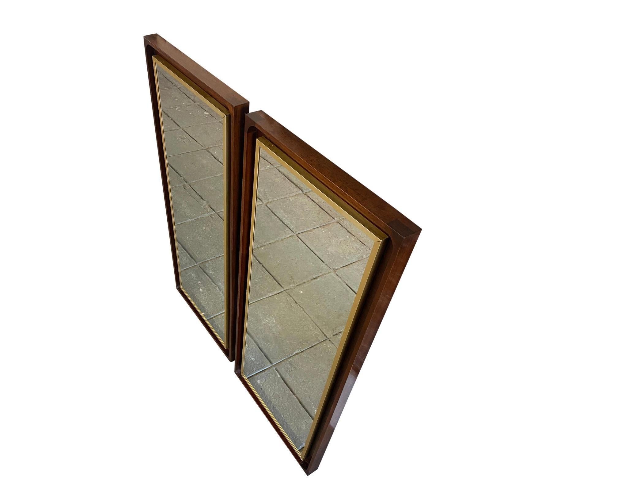 Mid-Century Modern Pair of Superb Midcentury Paul McCobb H. Sacks Solid Walnut Wall Mirrors For Sale