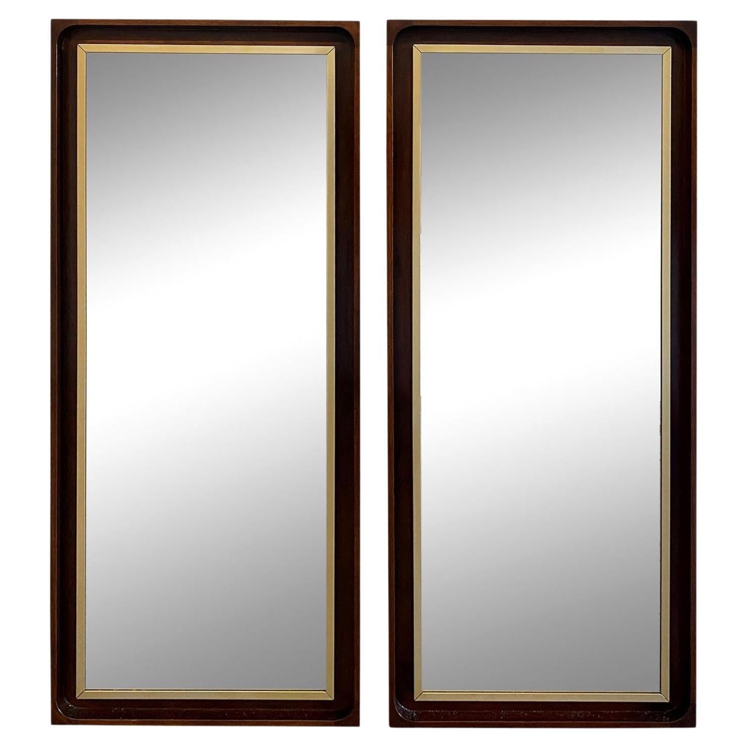 Pair of Superb Midcentury Paul McCobb H. Sacks Solid Walnut Wall Mirrors For Sale