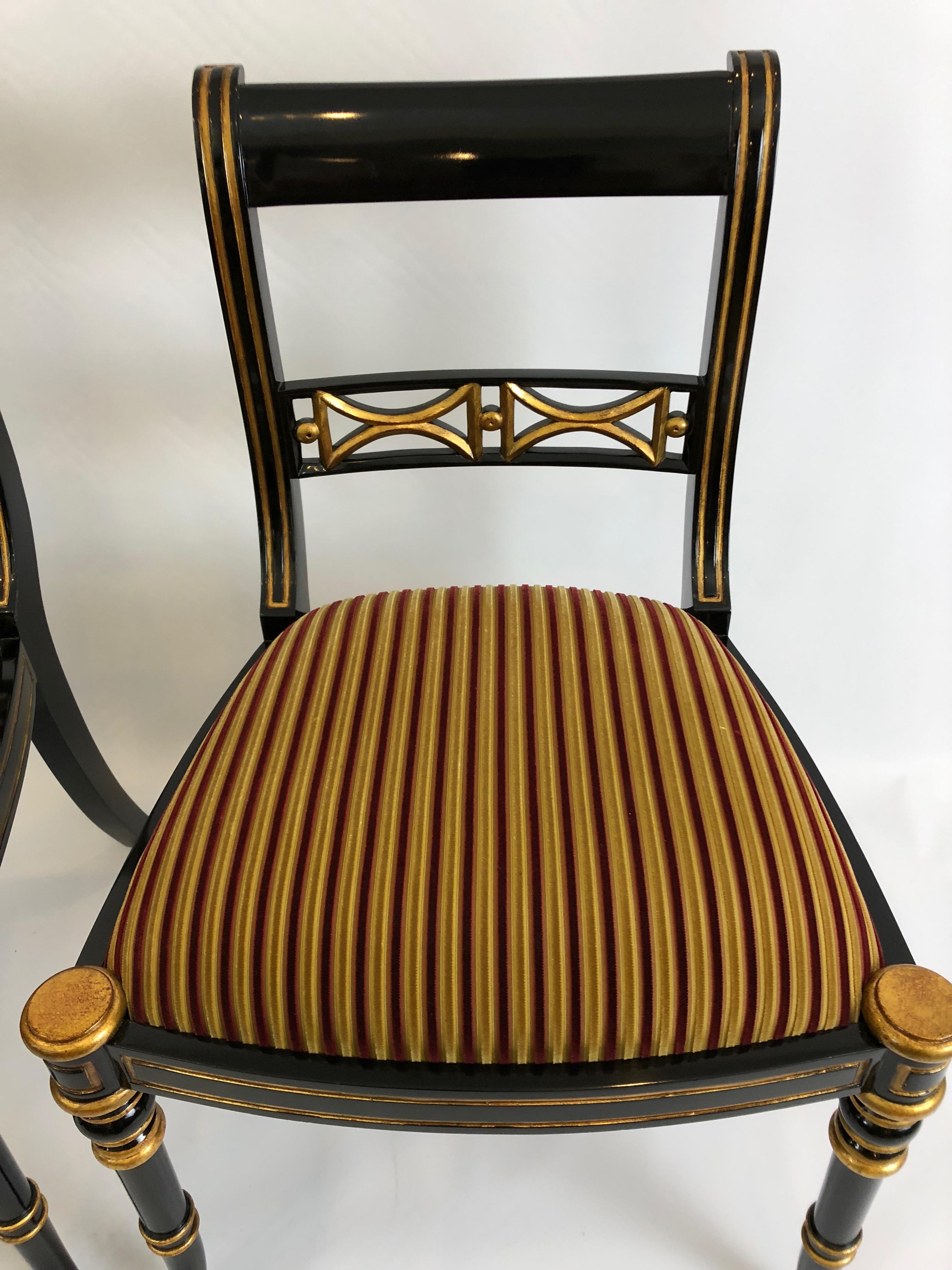Pair of Superb Regency Style Maitland Smith Salon Side Chairs In Excellent Condition In Hopewell, NJ
