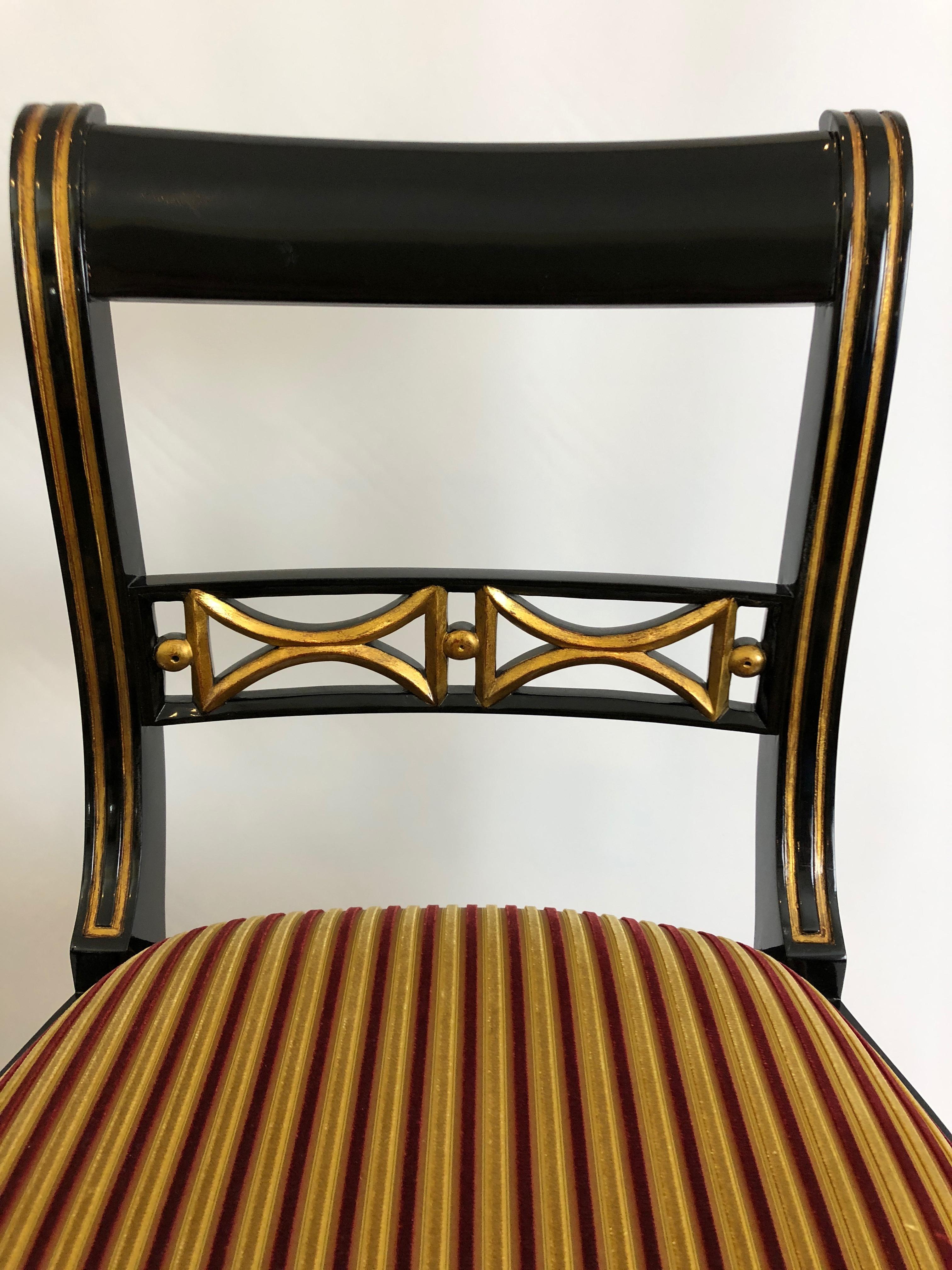 Late 20th Century Pair of Superb Regency Style Maitland Smith Salon Side Chairs