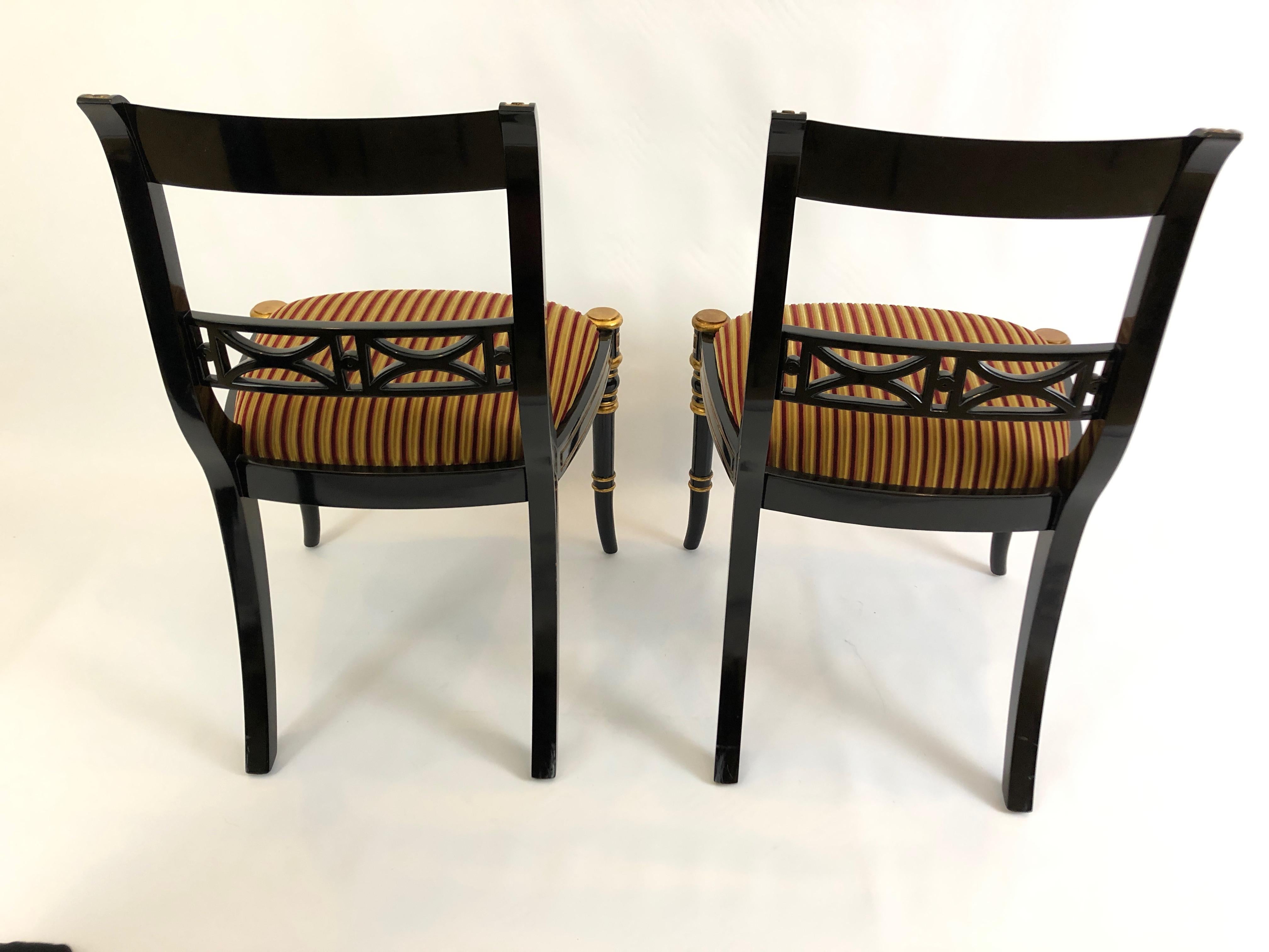 Pair of Superb Regency Style Maitland Smith Salon Side Chairs 3