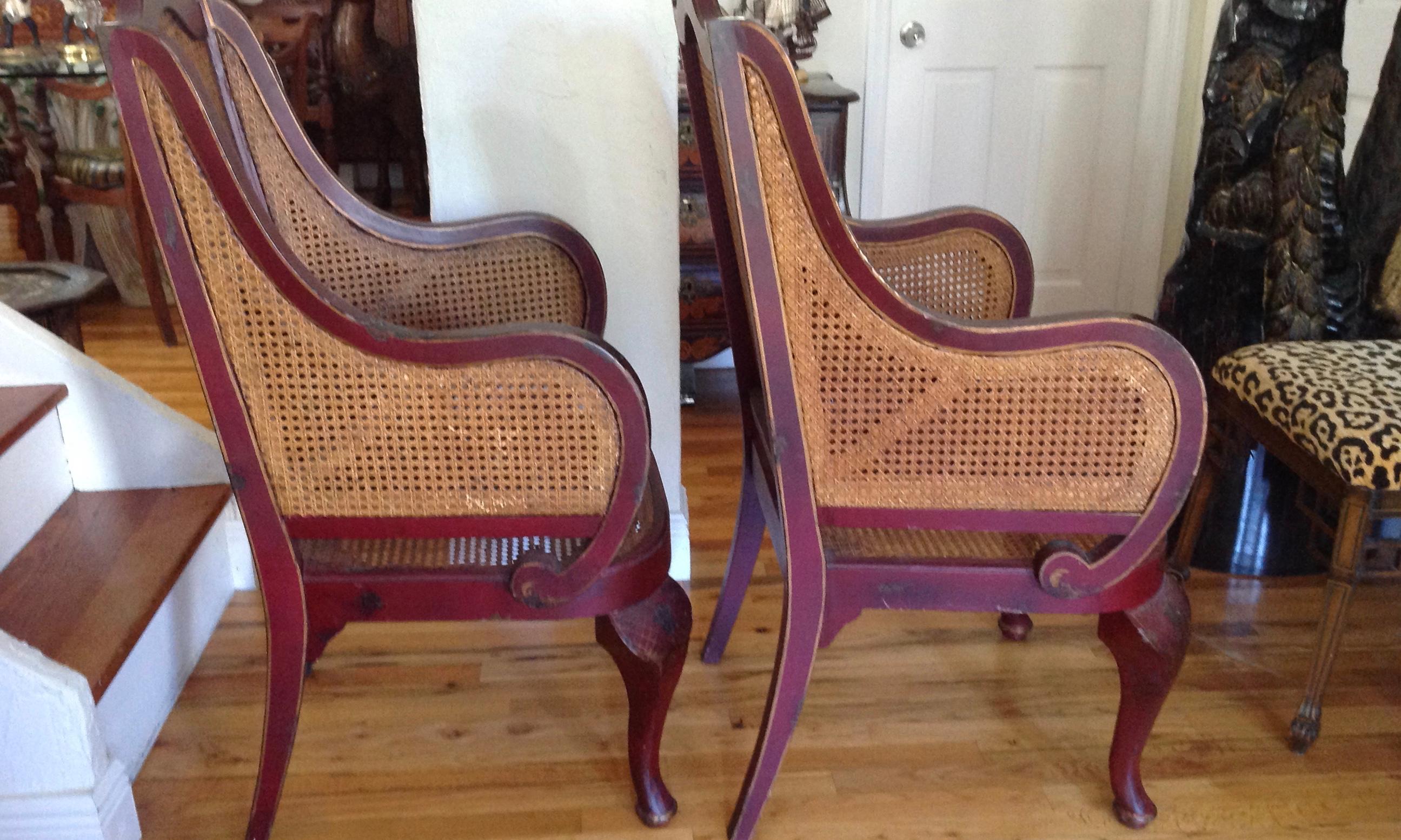 Pair of Superior English Chinoiserie Armchairs In Good Condition In West Palm Beach, FL