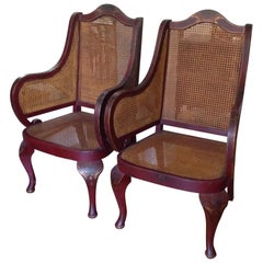 Antique Pair of Superior English Chinoiserie Armchairs