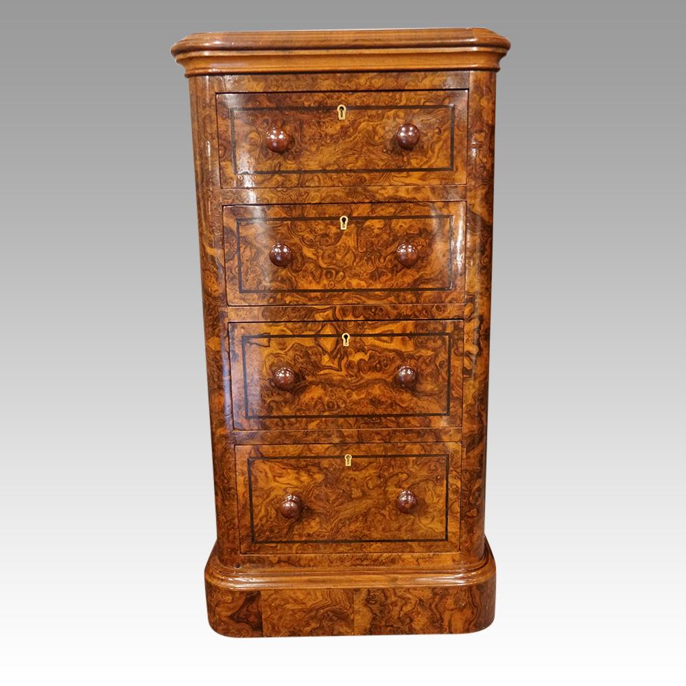 Inlay Pair of Superior Quality Victorian Burl Walnut Night Stands