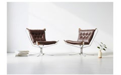 Pair of 'Superstar' Leather Armchairs with Steel Frame, 1970s