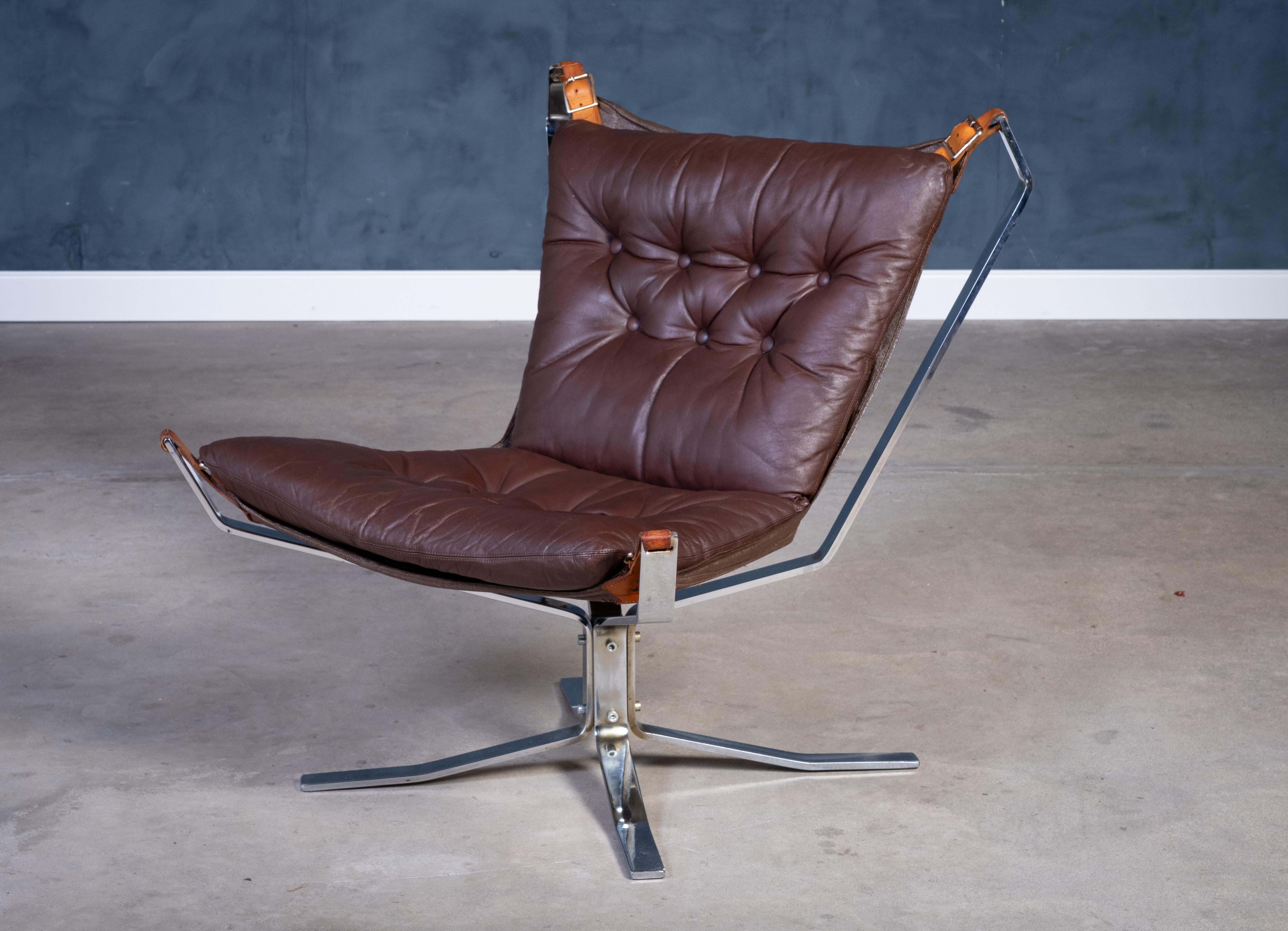 Acier Paire de fauteuils en cuir 