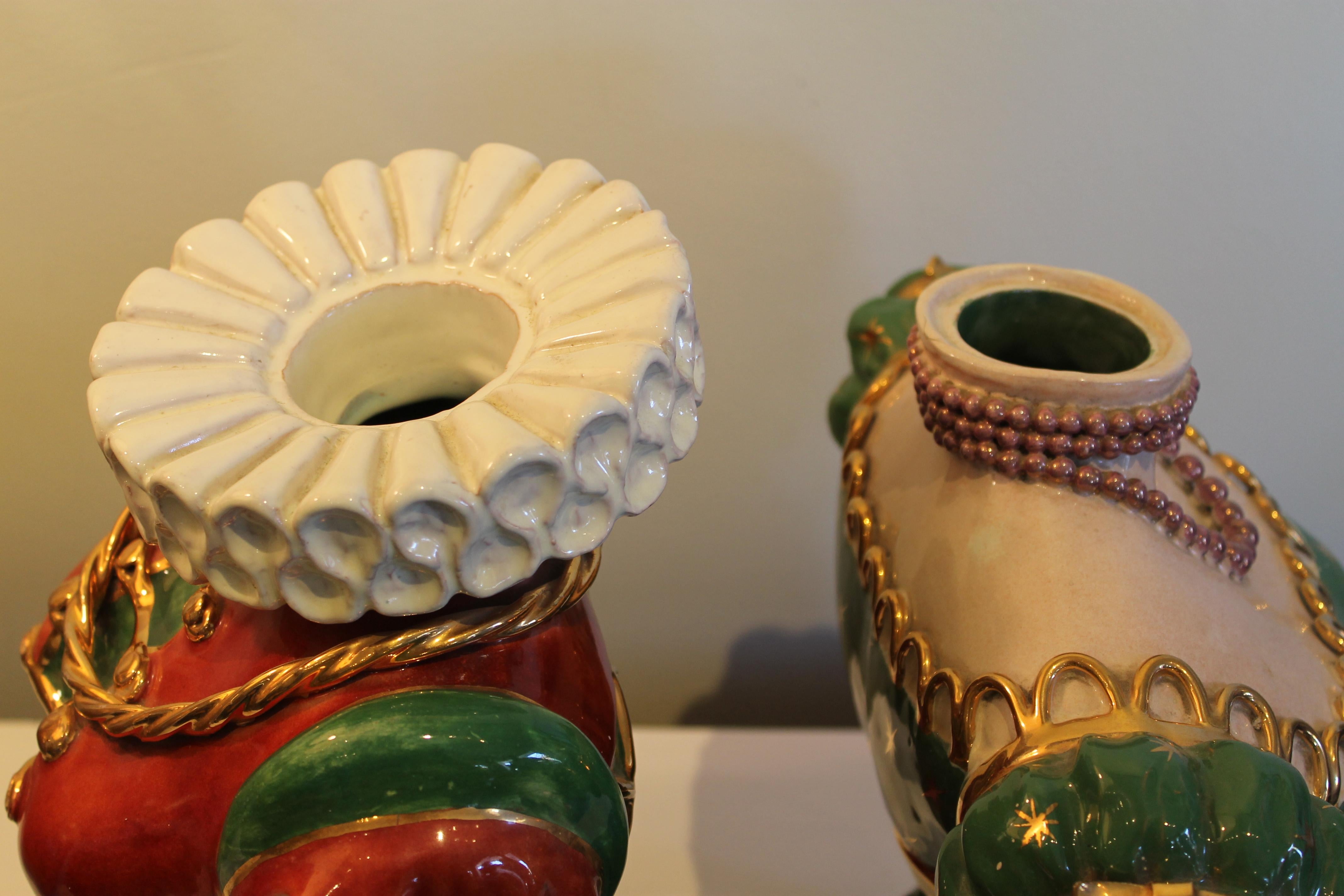 Pair of Surrealist Ceramic Vases by Il Cardo D'oro, 1950s 4