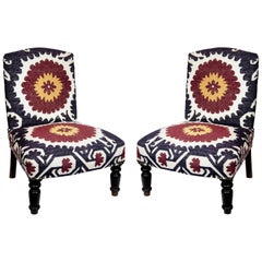 Pair of Suzani Design Upholstered Chairs