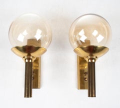 Coppia di Sv. Applique in ottone e vetro Mejlstrøm for Mejlstrøm Belysning, anni '60 ca.