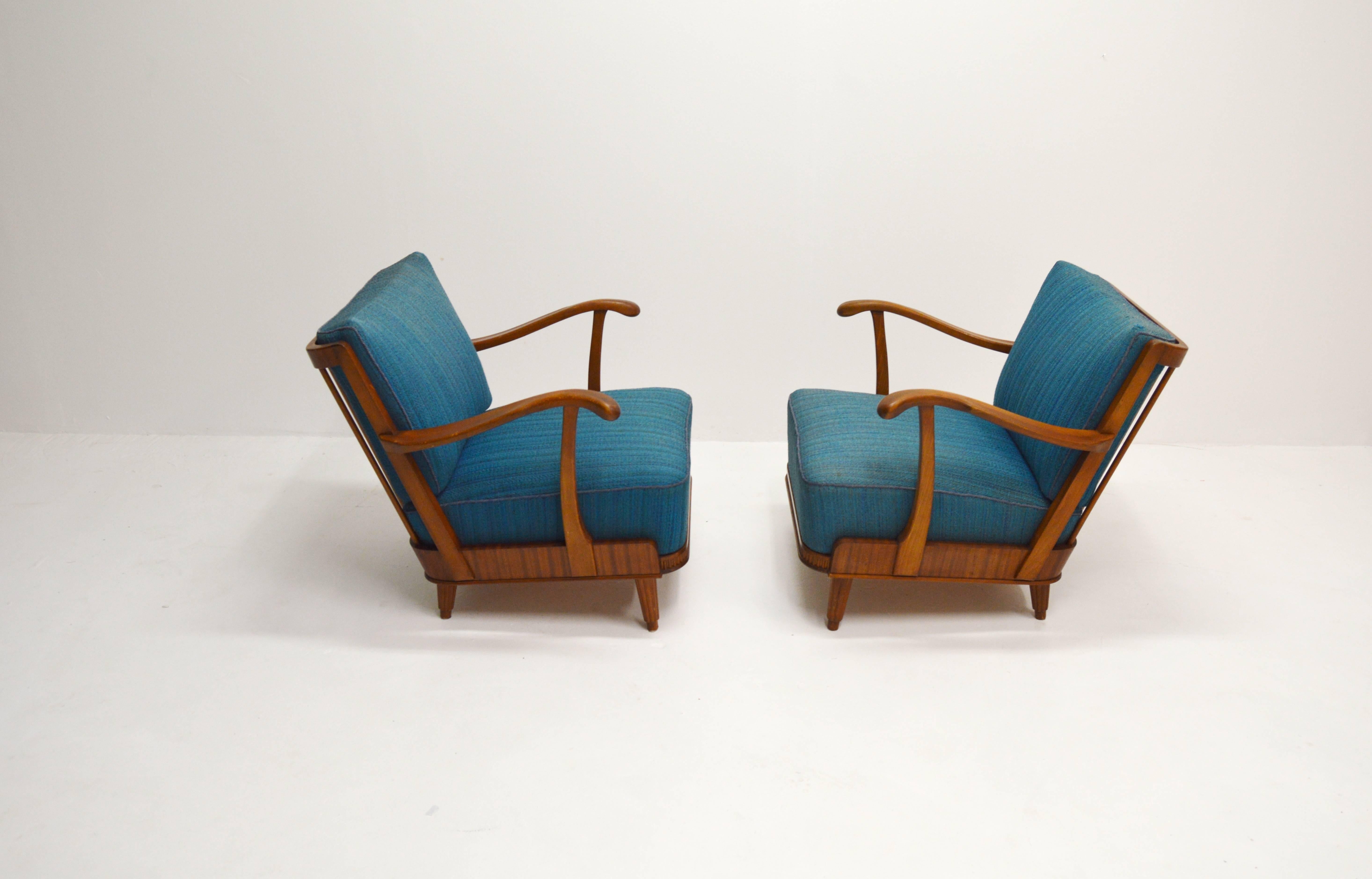 Mid-Century Modern Pair of Svante Skogh Mahogany Lounge Chairs For Sale