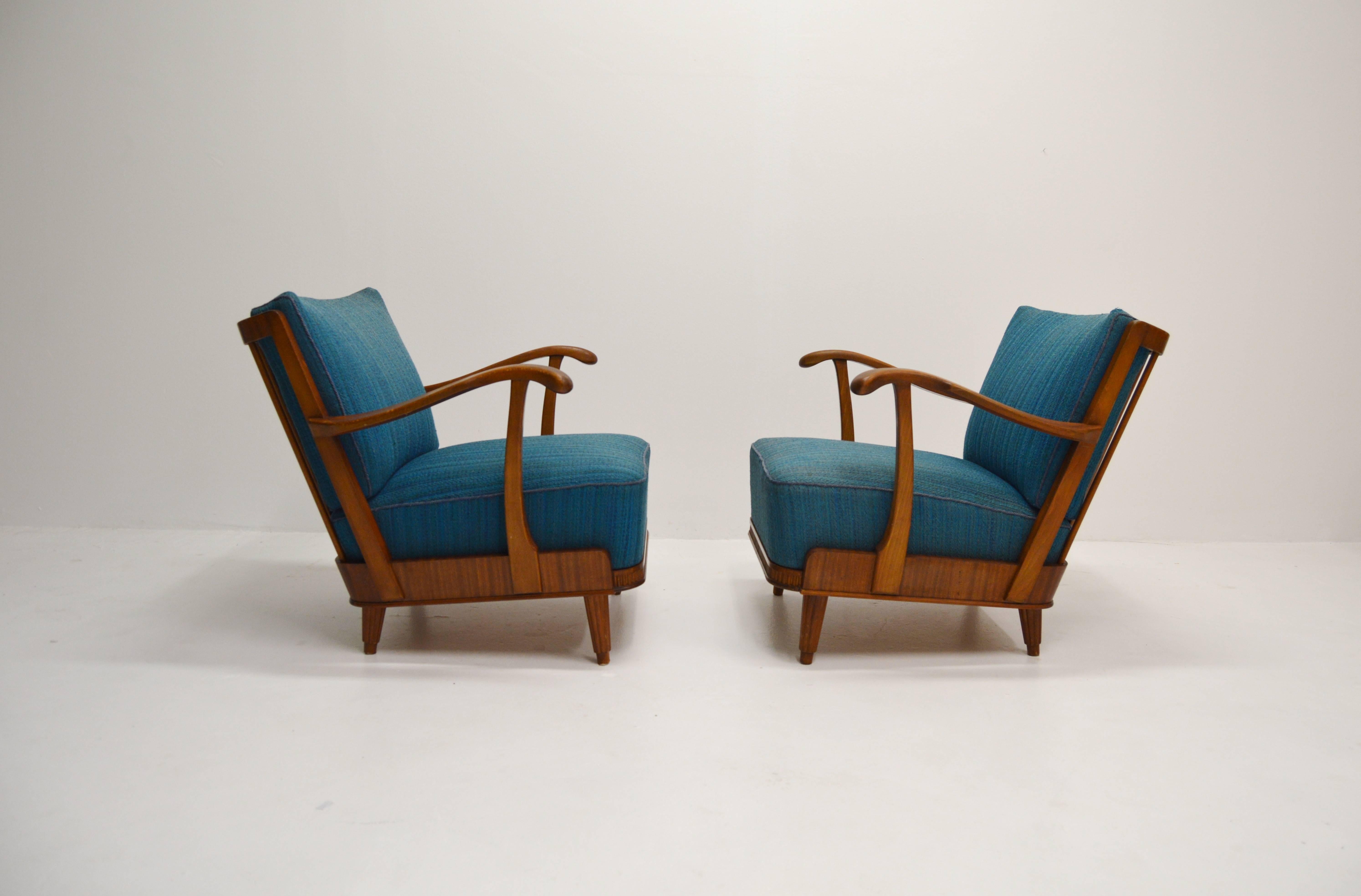 Swedish Pair of Svante Skogh Mahogany Lounge Chairs For Sale