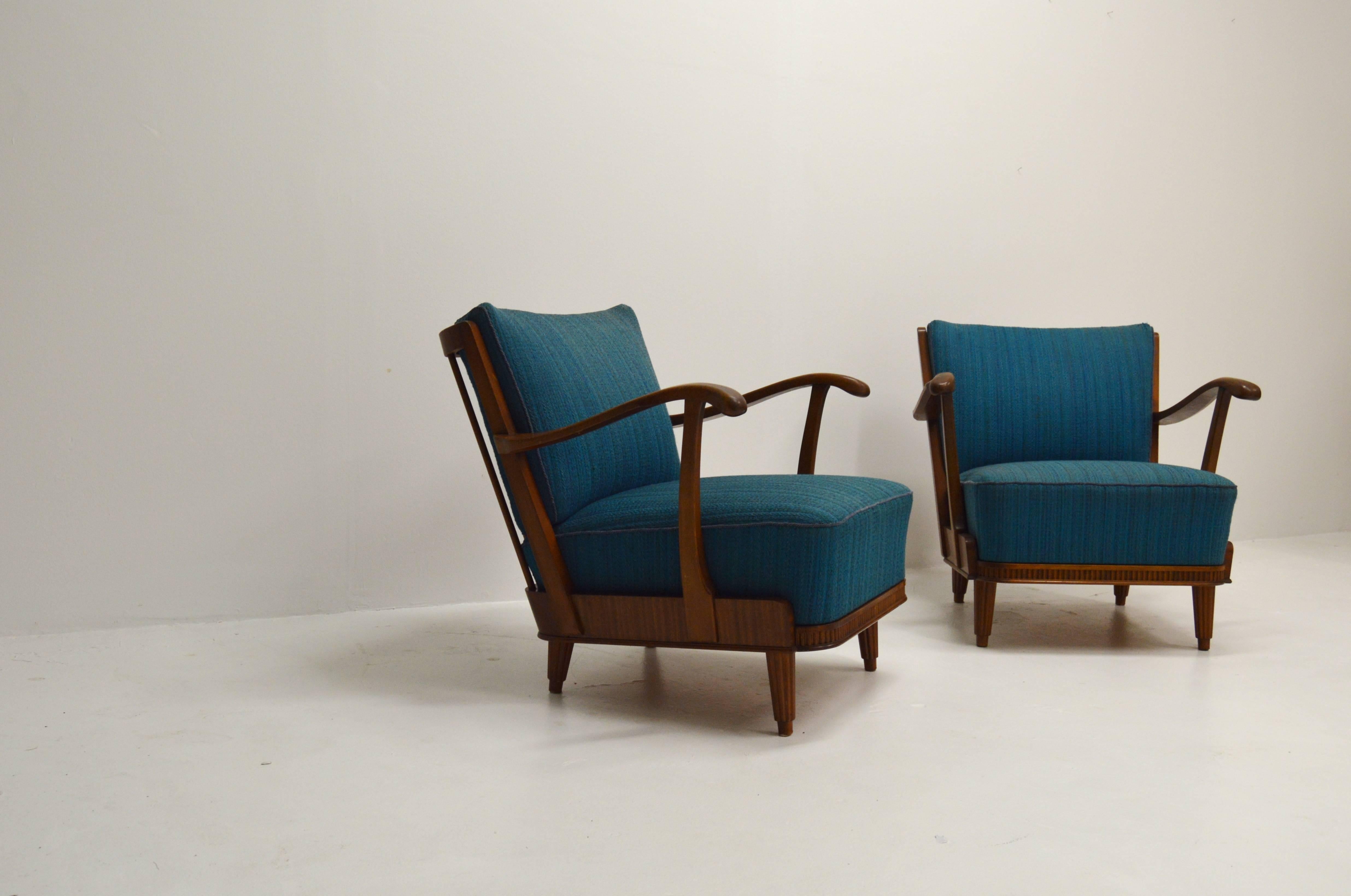 Mid-20th Century Pair of Svante Skogh Mahogany Lounge Chairs For Sale
