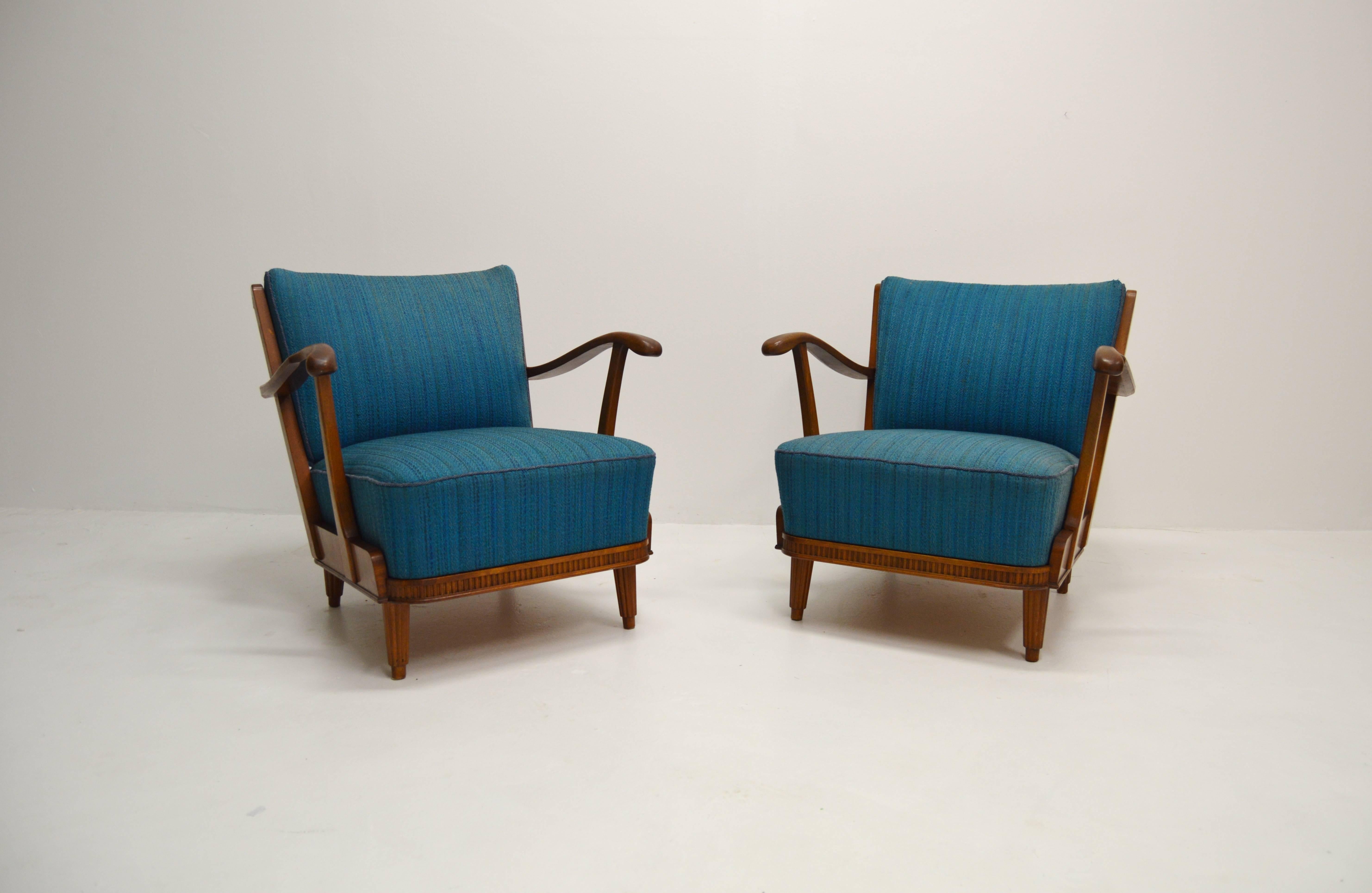 Pair of Svante Skogh Mahogany Lounge Chairs For Sale 1