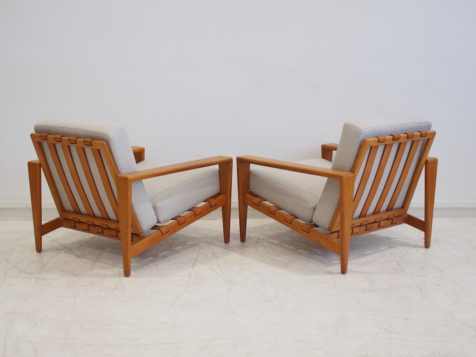 Pair of Svante Skogh Oak and Fabric Bodö Armchairs 3