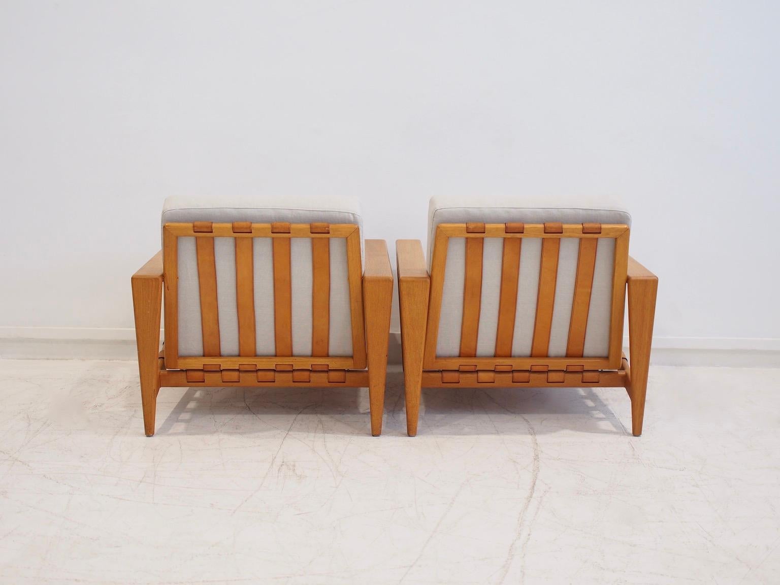 Pair of Svante Skogh Oak and Fabric Bodö Armchairs 4