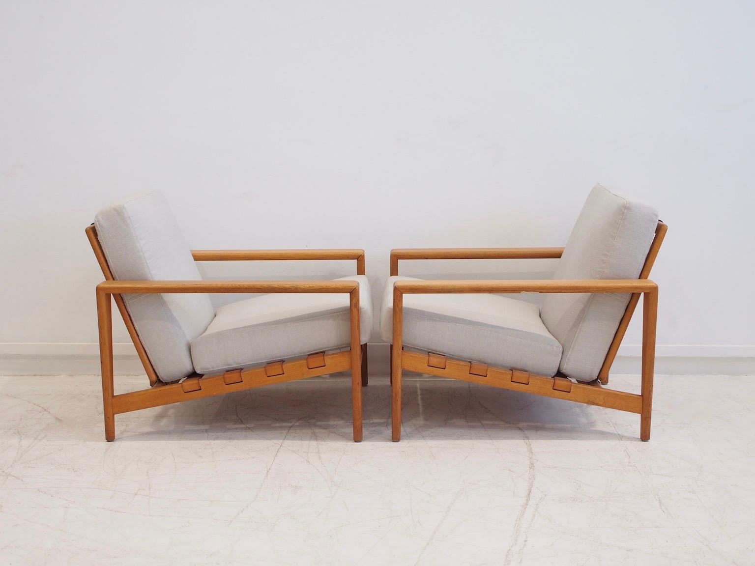 Pair of Svante Skogh Oak and Fabric Bodö Armchairs 2
