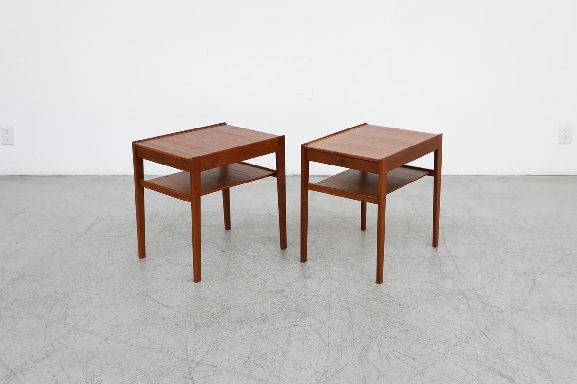 Mid-Century Modern Paire de tables d'appoint Dixi en teck Sven Engstrom & Gunnar Myrstrand pour Tingstroms en vente