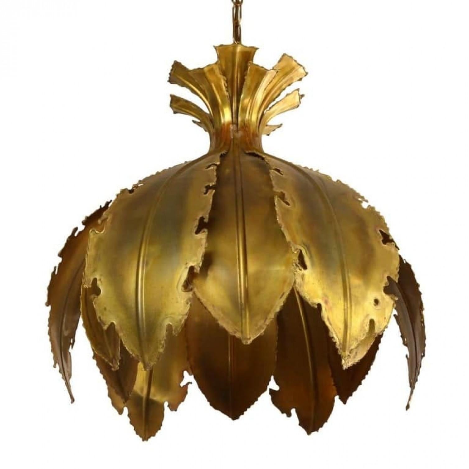 Other Pair of Svend Aage for Holm Sorensen Brutalist Acid Treated Brass Pendant Lamps For Sale