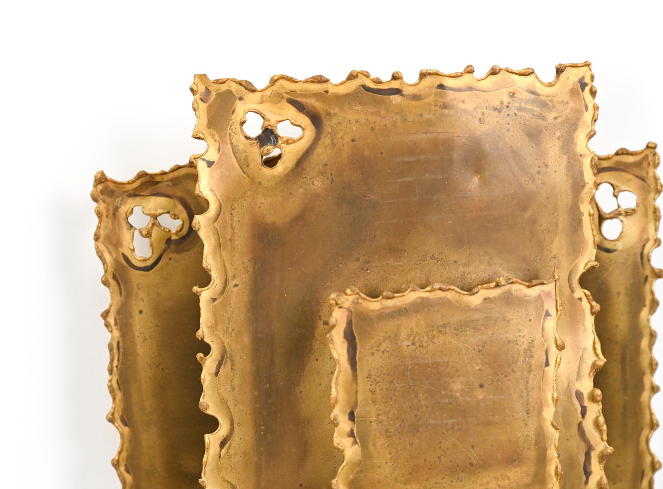 Mid-20th Century Pair of Svend Aage Holm Sorensen Torch Cut Brass Brutalist Sconces