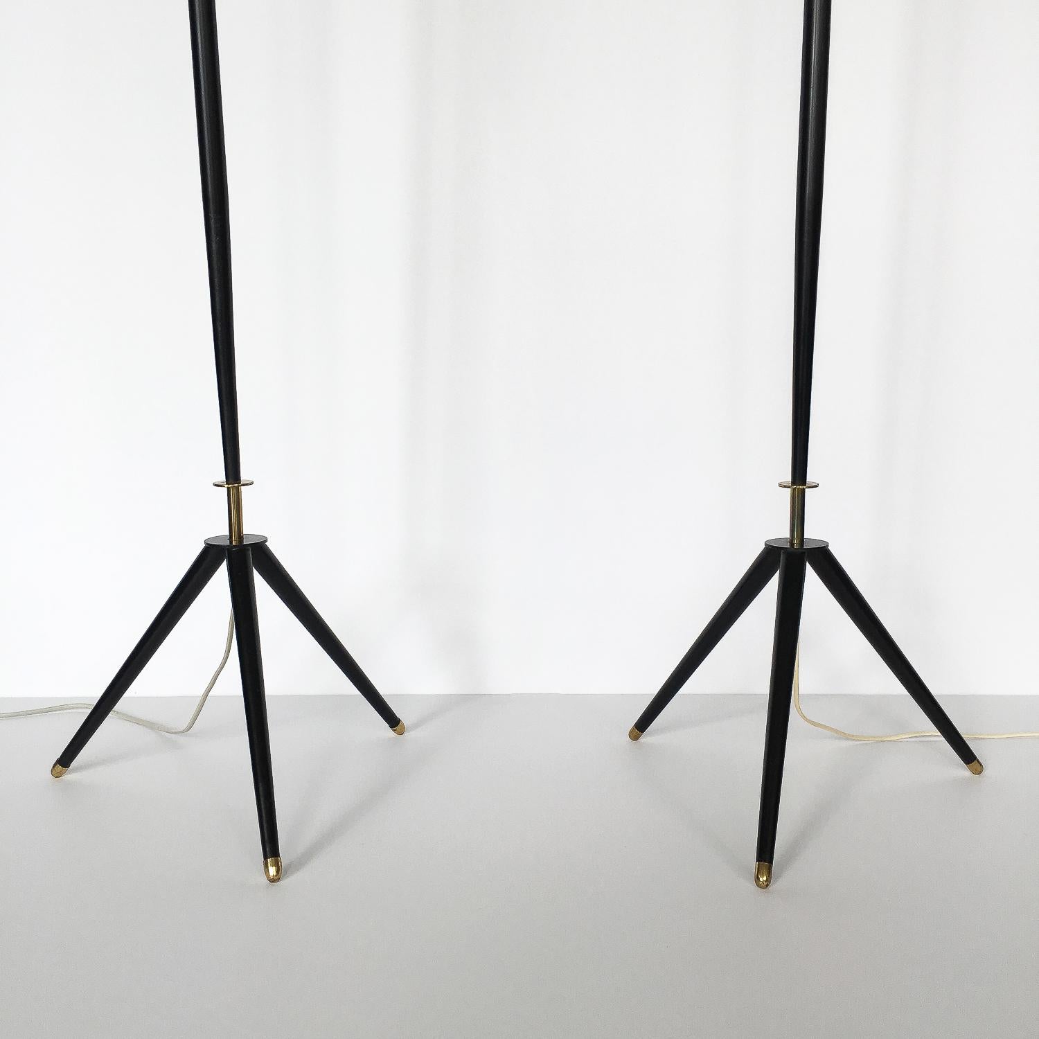 Danish Pair of Svend Aage Holm Sorensen Tripod Floor Lamps