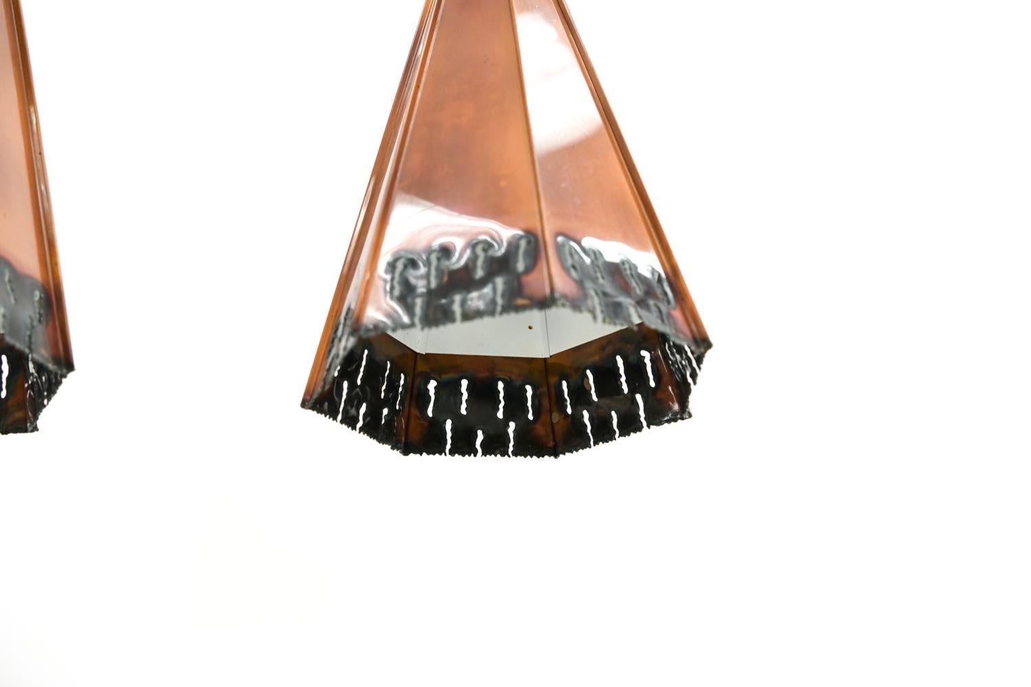 Pair of Svend Åge Holm Sørensen Brutalist Pendant Lights 3