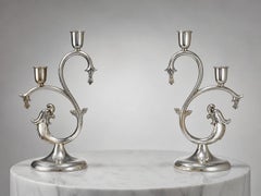 Pair of Svenskt Tenn Pewter Candleholders by K.E Svenskt Tenn, Sweden, 1931