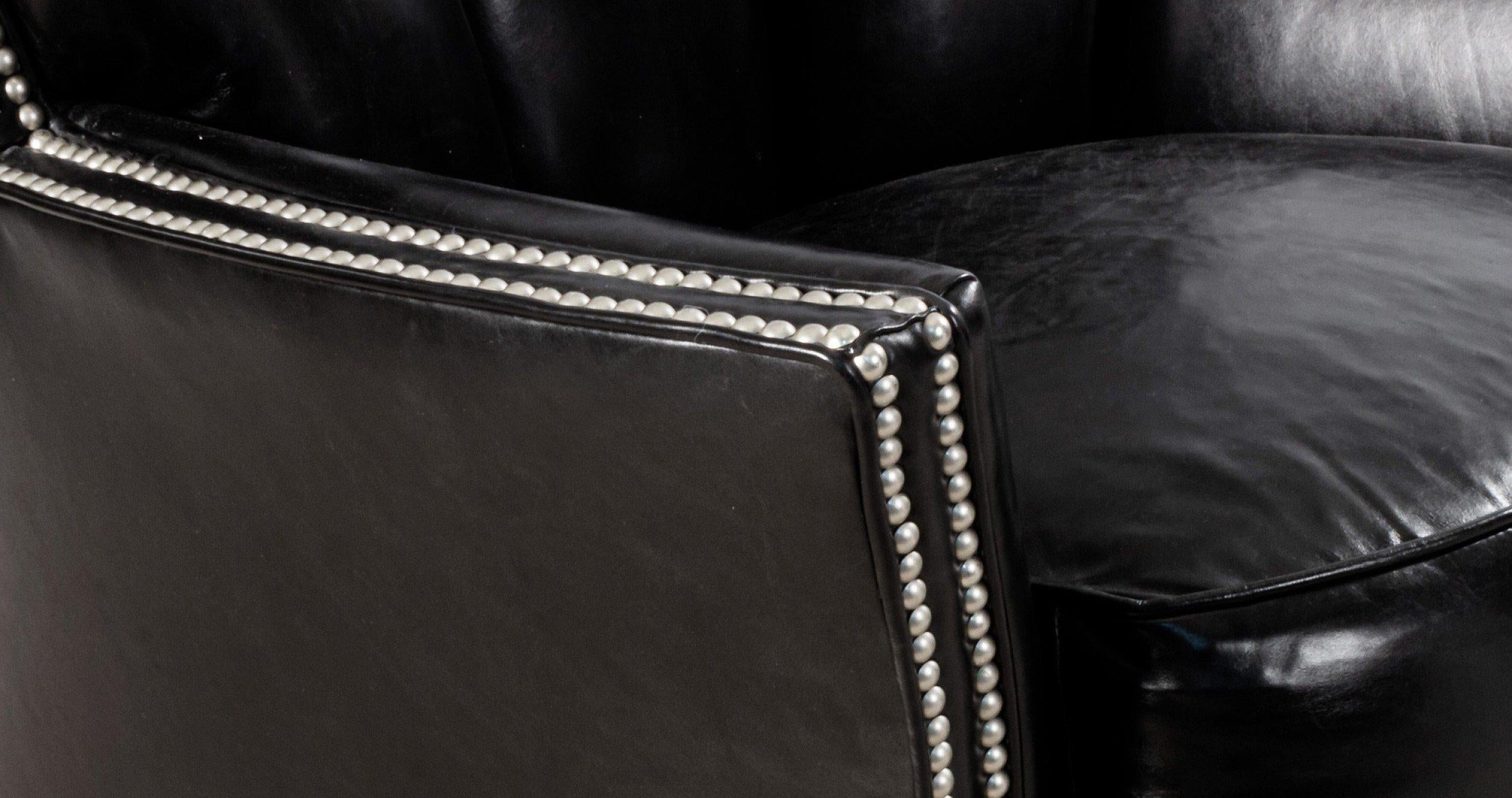 Ein Paar Swaim Contemporary Club Chairs aus schwarzem Leder (20. Jahrhundert) im Angebot