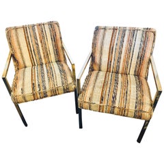 Pair of Swaim Mid-Century Modern Bronze Patinated Open Armchairs