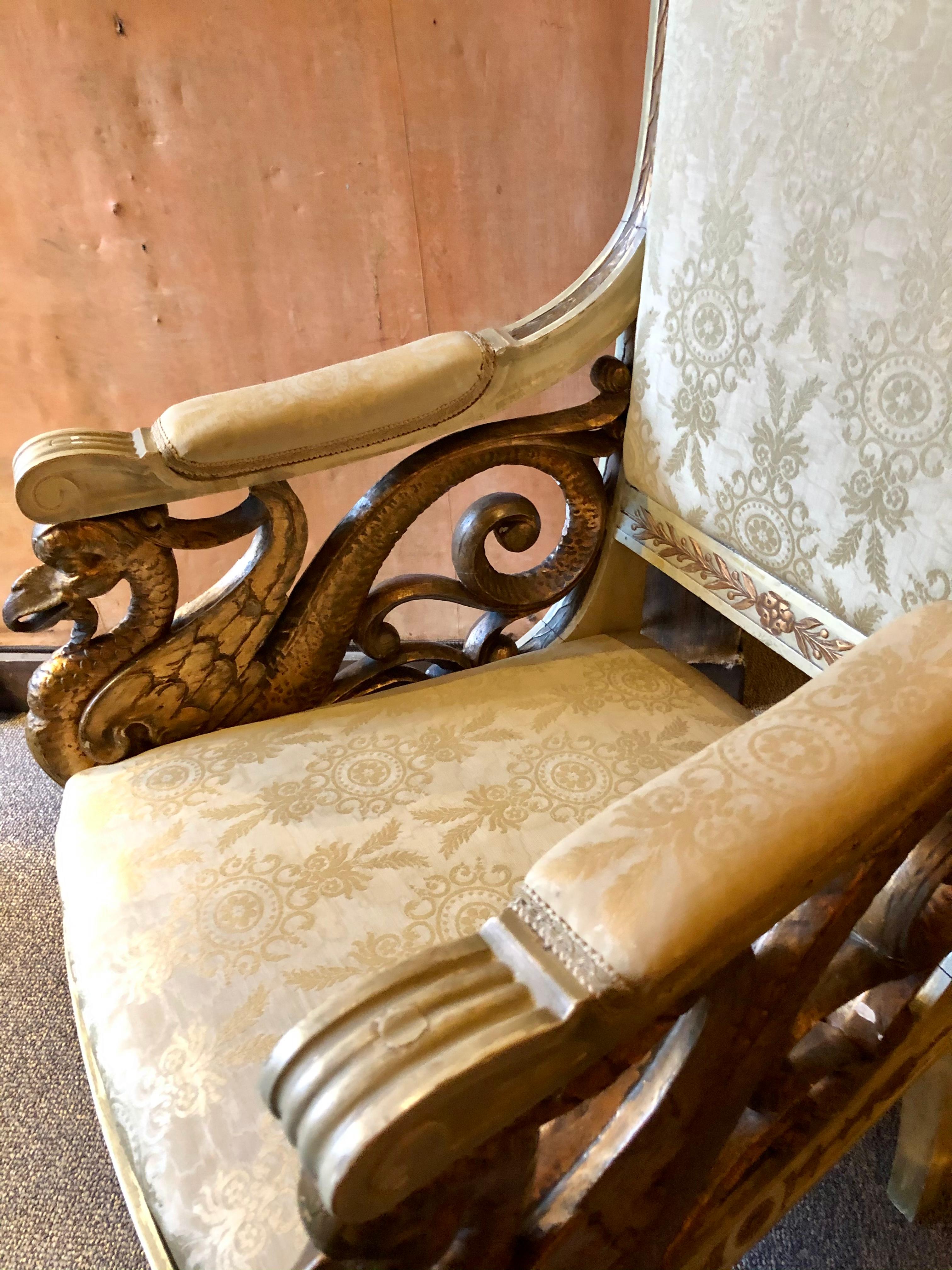 Pair of Swan 19th Century Armchairs For Sale 2