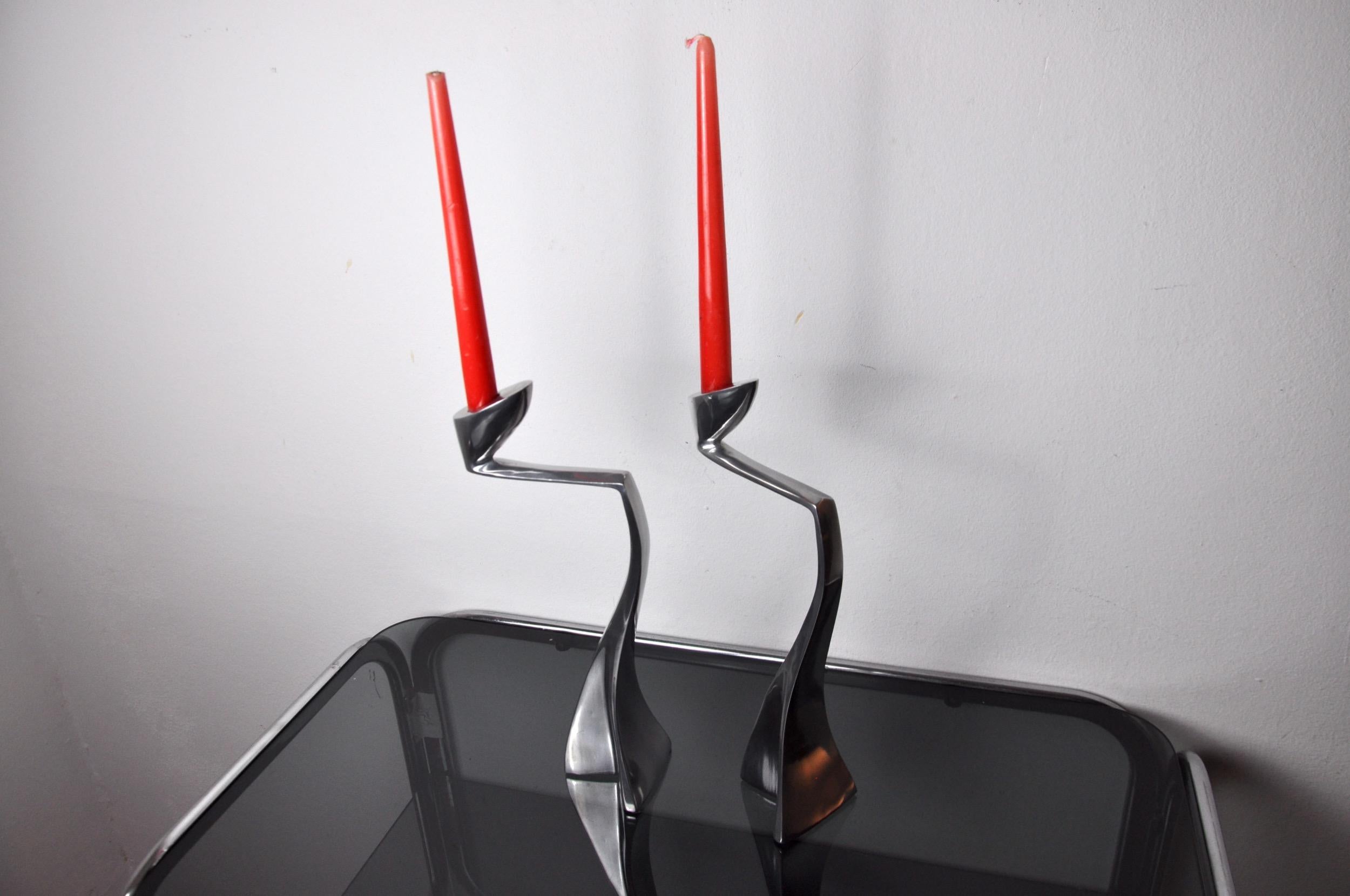 Late 20th Century Pair of Swan Candlesticks by Matthew Hilton, England, 1980 For Sale