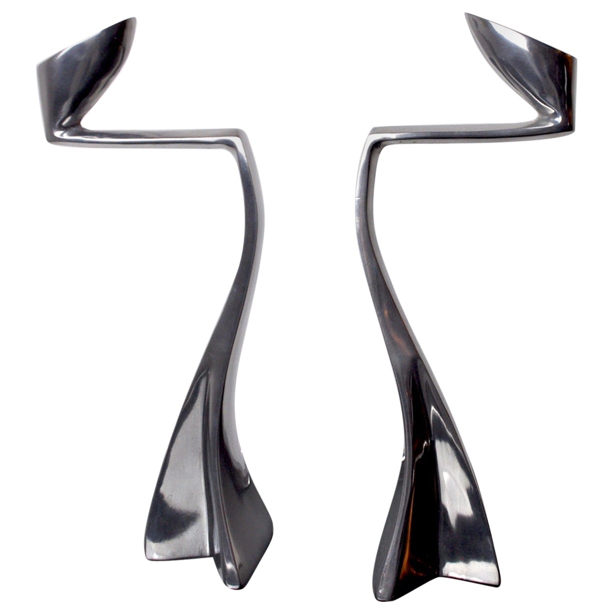 Coppia di candelabri a forma di cigno di Matthew Hilton, Inghilterra, 1980