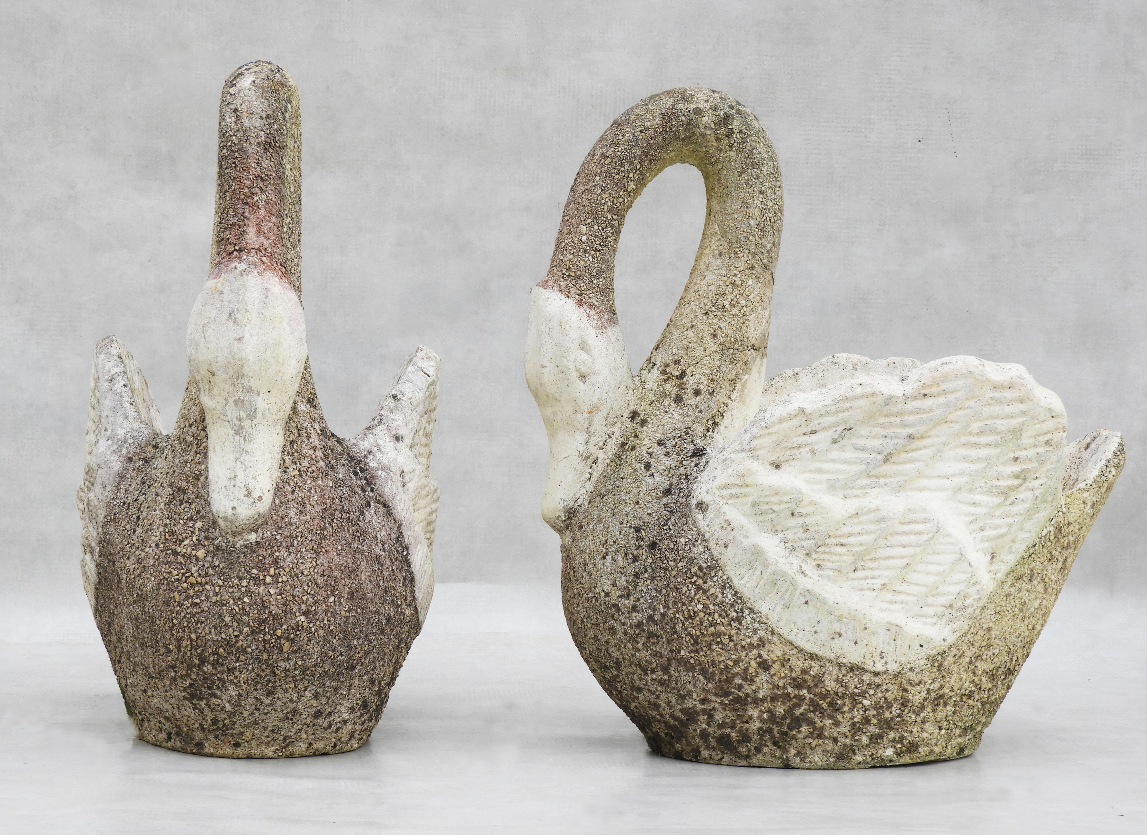 Calcestruzzo Coppia di fioriere a cigno C1960 Francia in vendita