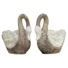 Vintage Pair of Swan Planters C1960s France