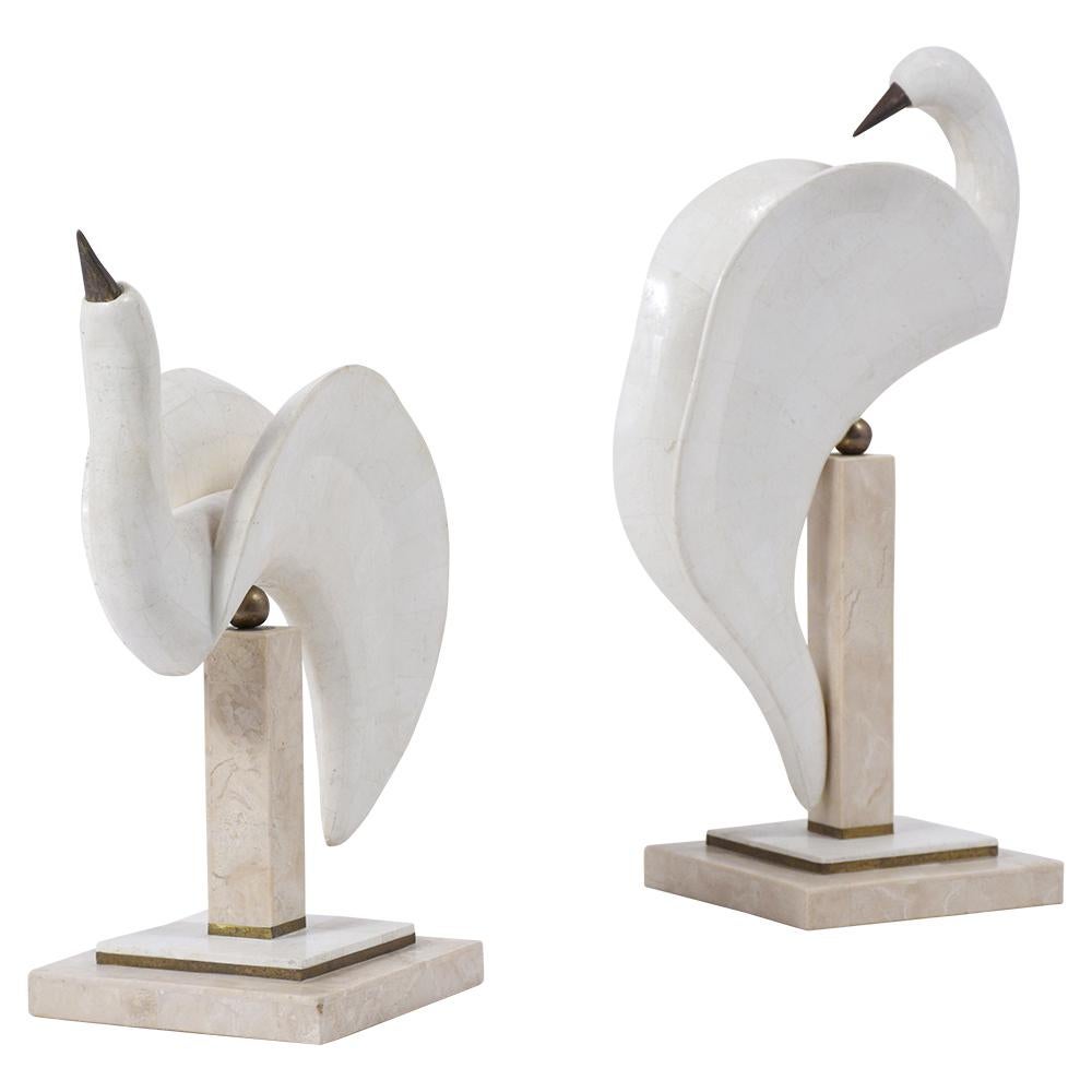 Mid-Century Modern Pair of Swan Sculptures