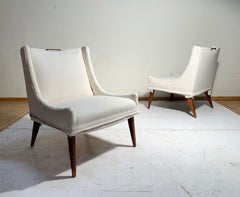 Pair of Vintage Harvey Probber Lounge Chairs with Brass Handle Pulls