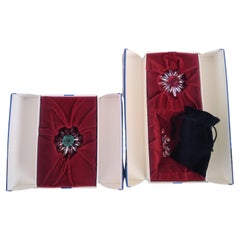 Pair of Swarovski Crystal Flowers and 43 Miniature Flower Crystals